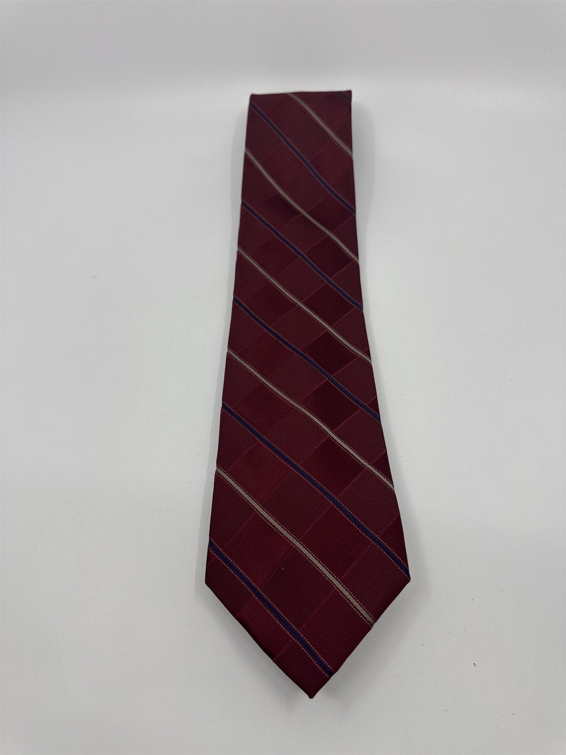 Michael Kors Red Men's Neck Tie W/ Gold And Blue Stripes