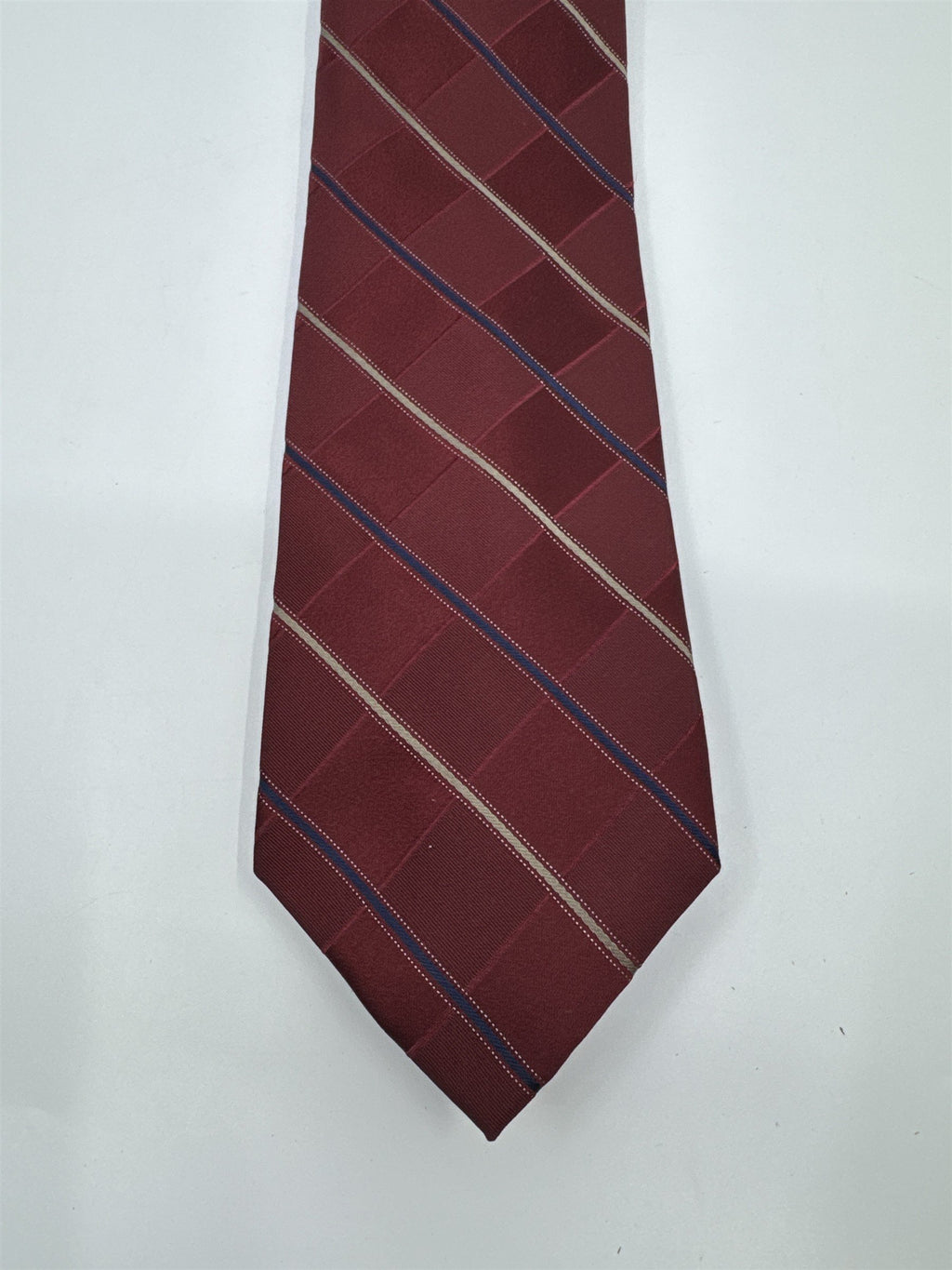 Michael Kors Red Men's Neck Tie W/ Gold And Blue Stripes