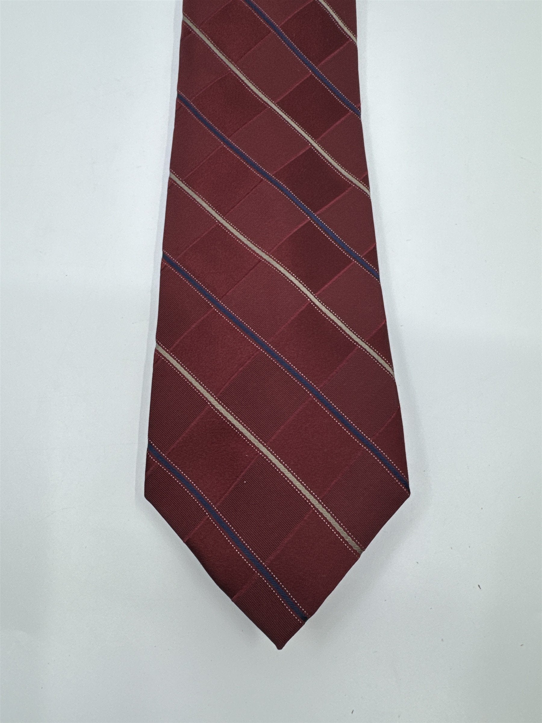 Michael Kors Red Men's Neck Tie W/ Gold And Blue Stripes