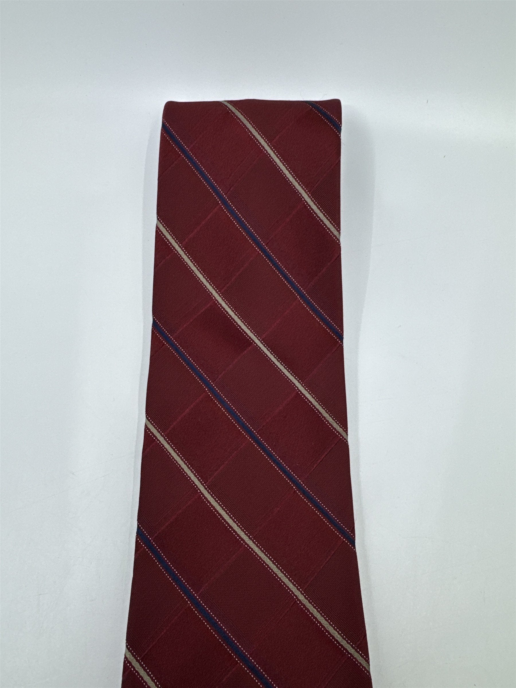 Michael Kors Red Men's Neck Tie W/ Gold And Blue Stripes