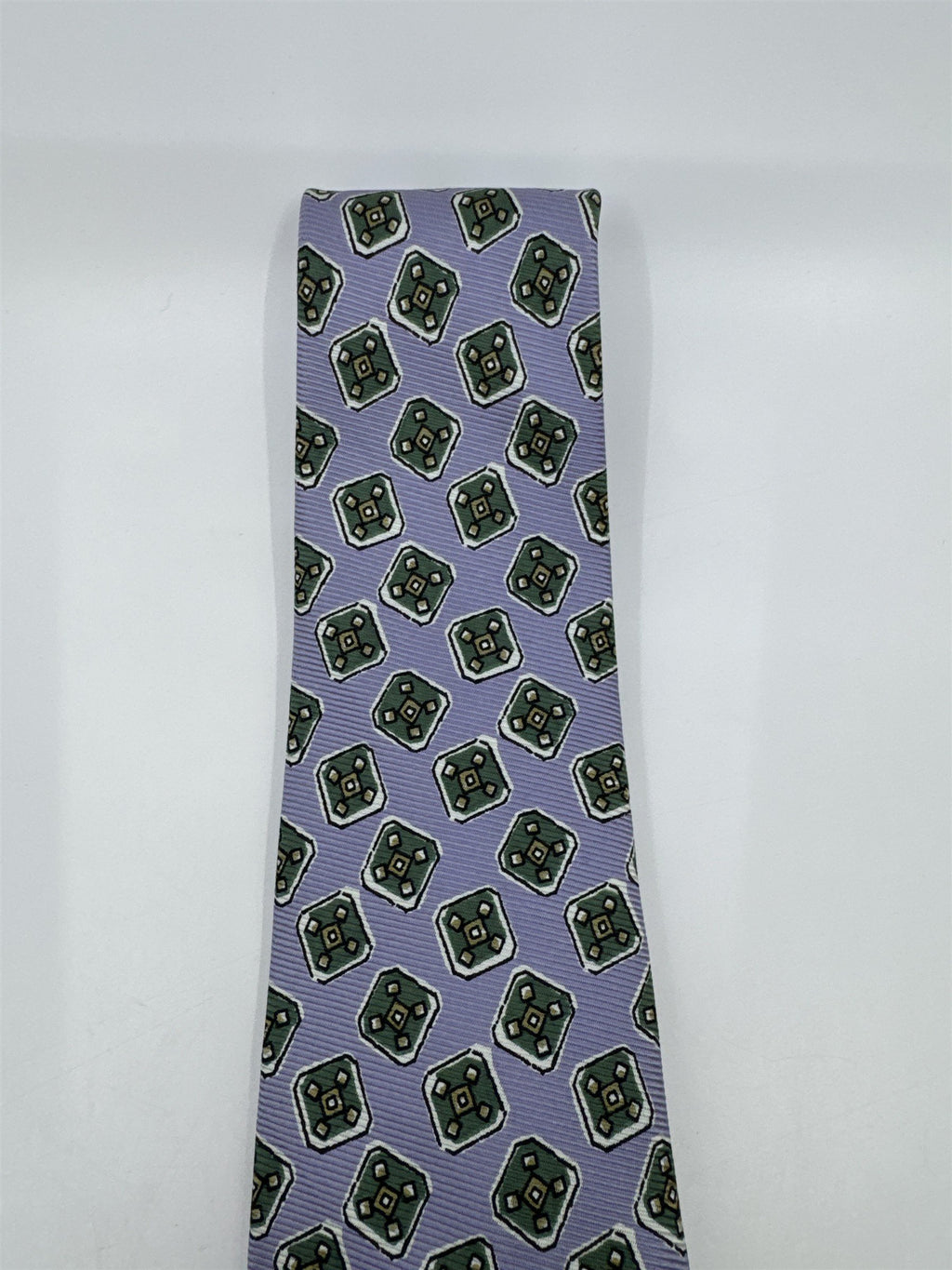 Light Blue Men's Neck Tie W/ Green Blocks Polo Ralph Lauren