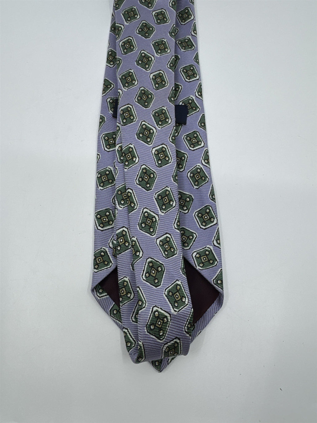 Light Blue Men's Neck Tie W/ Green Blocks Polo Ralph Lauren