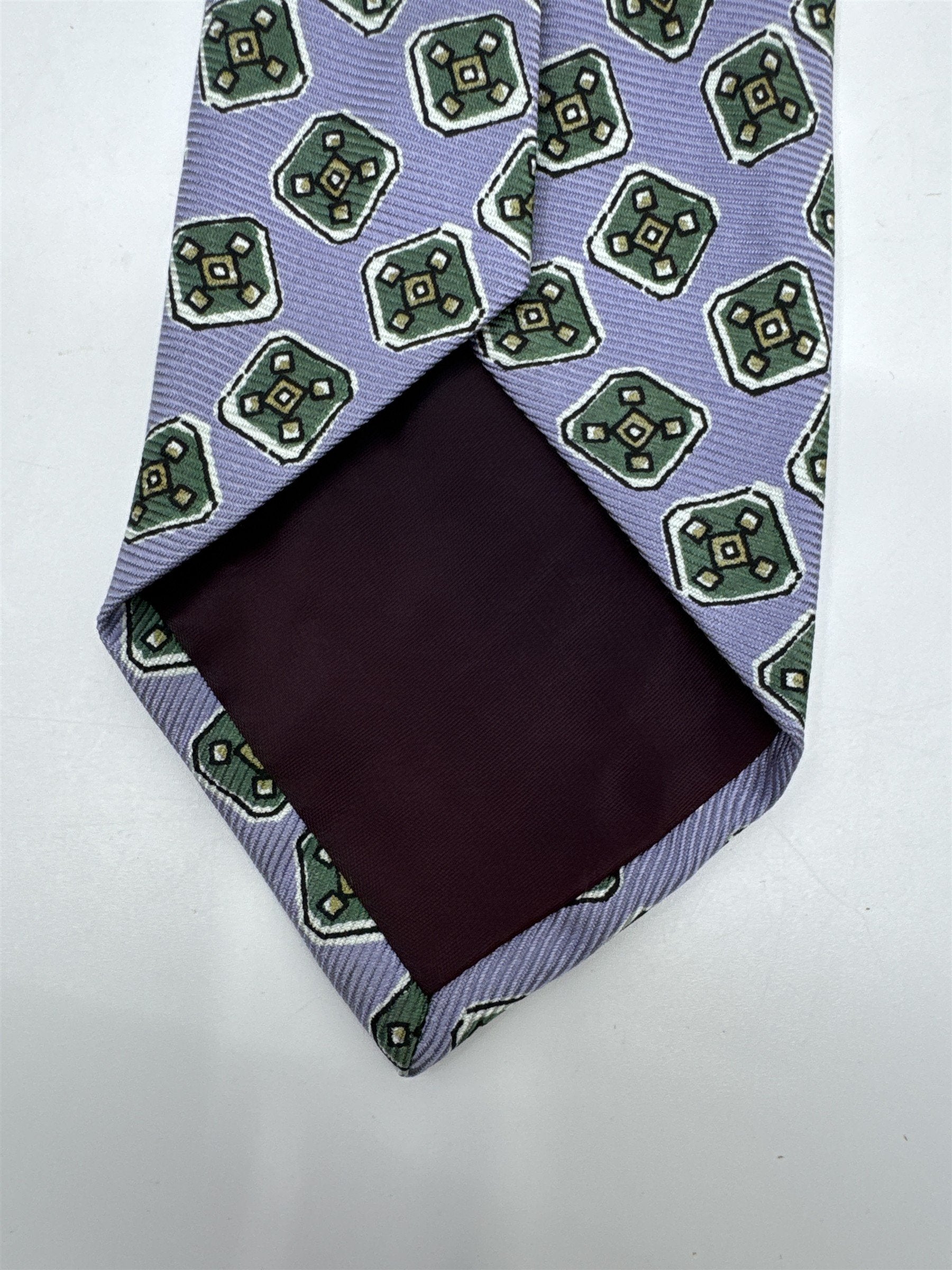 Light Blue Men's Neck Tie W/ Green Blocks Polo Ralph Lauren