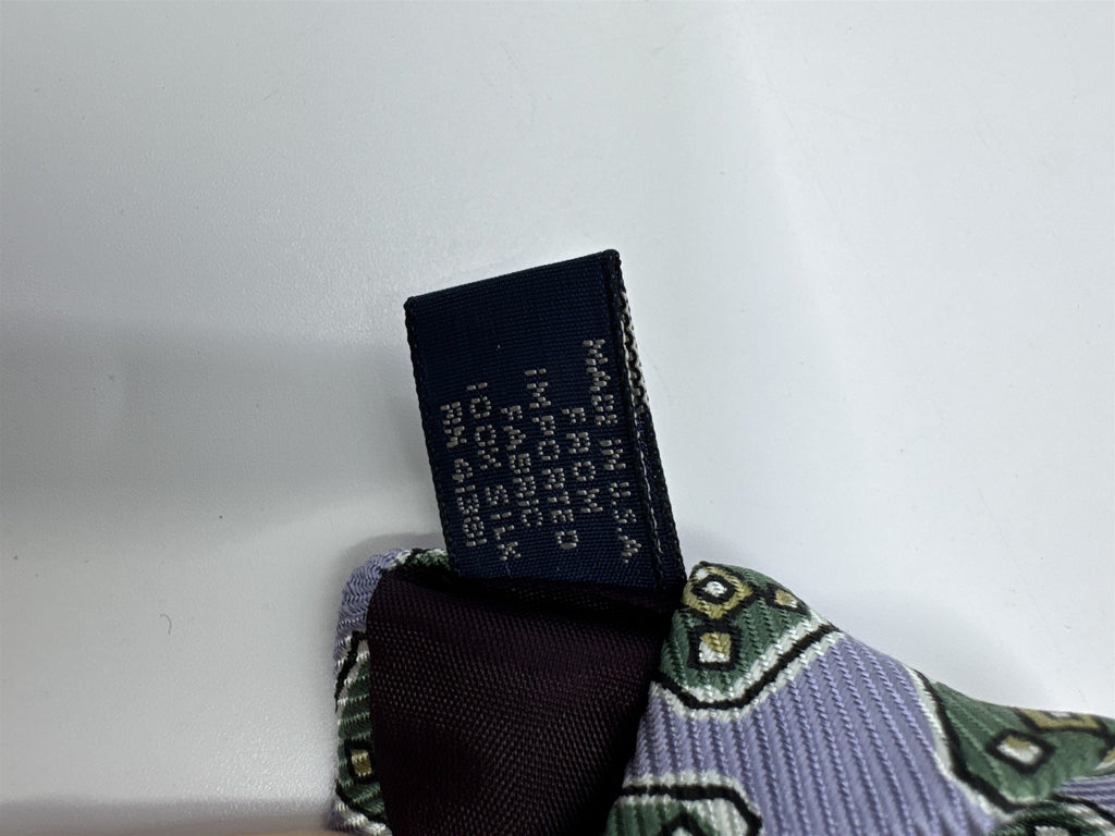Light Blue Men's Neck Tie W/ Green Blocks Polo Ralph Lauren