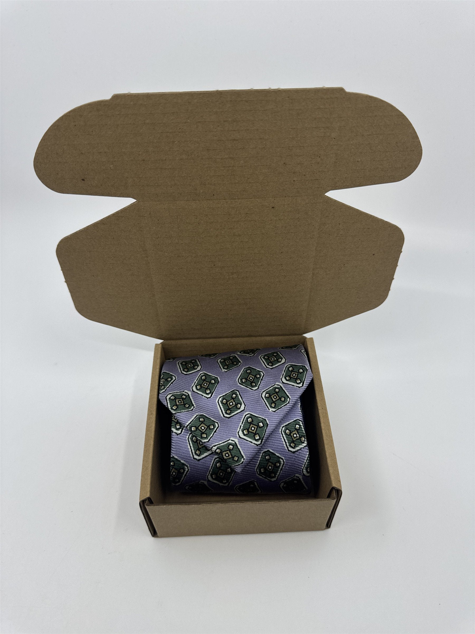 Light Blue Men's Neck Tie W/ Green Blocks Polo Ralph Lauren
