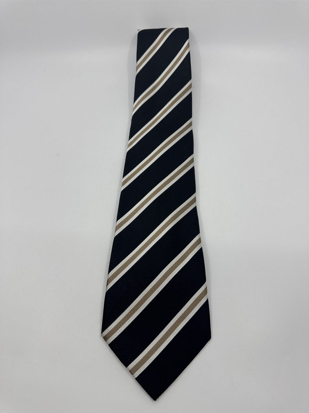 Sean John Fine Tailoring Black, Brown And White Striped Men's Neck Tie
