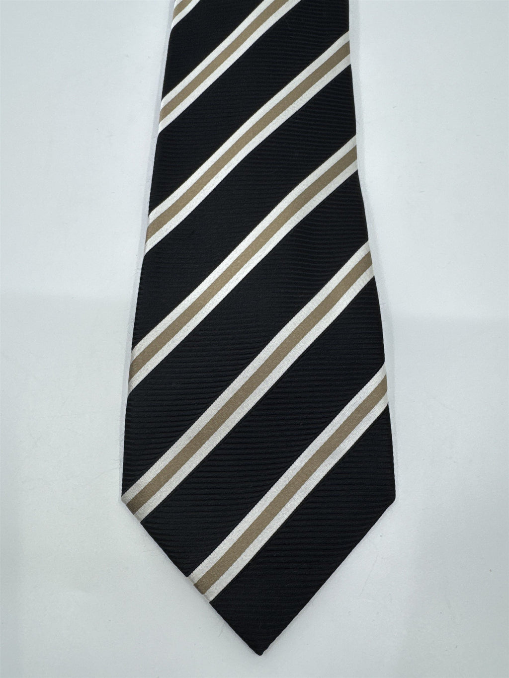 Sean John Fine Tailoring Black, Brown And White Striped Men's Neck Tie