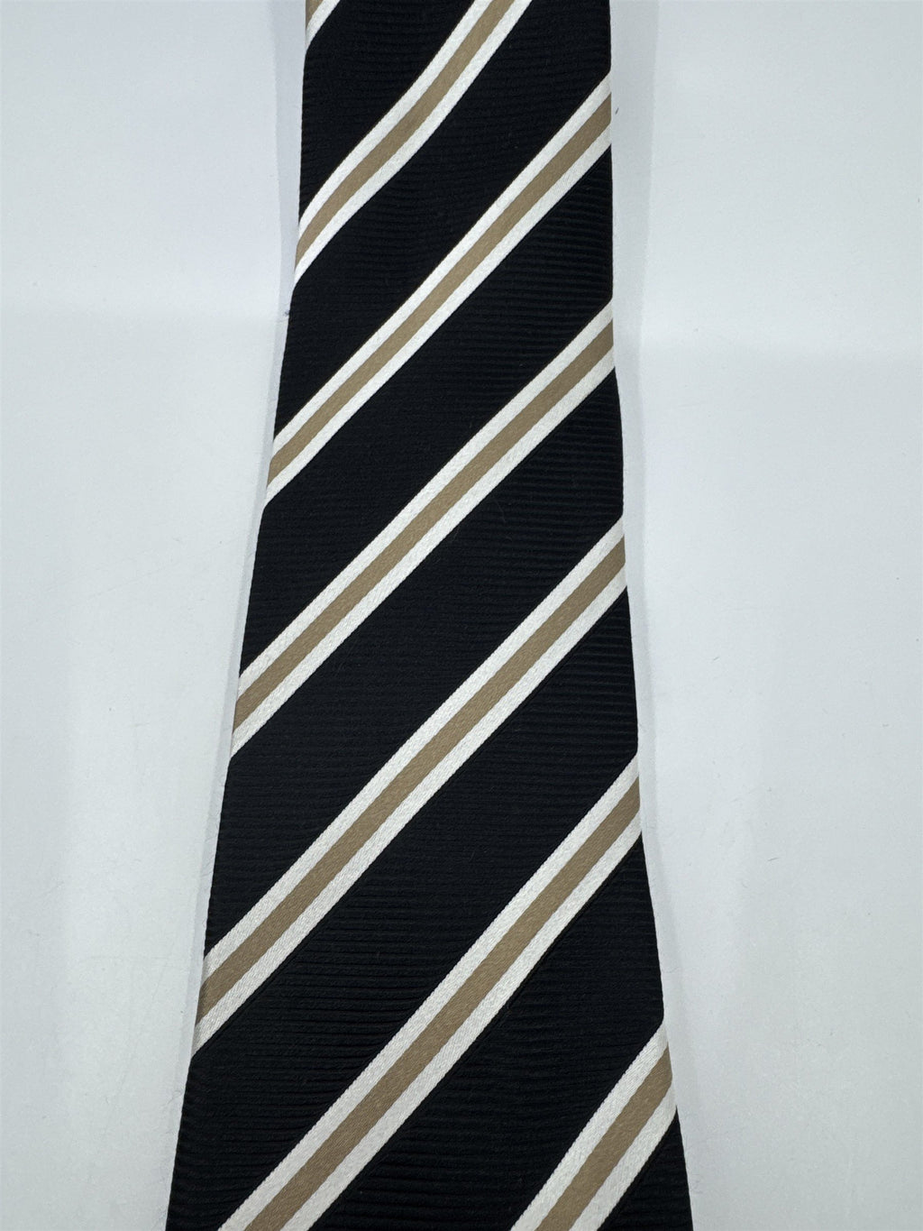 Sean John Fine Tailoring Black, Brown And White Striped Men's Neck Tie