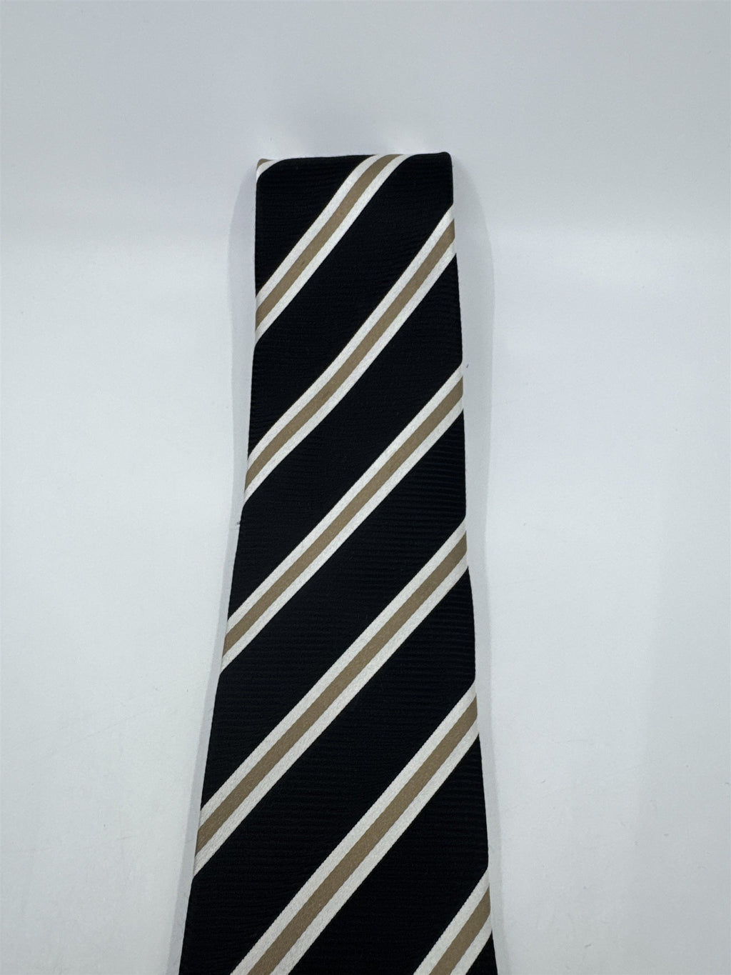 Sean John Fine Tailoring Black, Brown And White Striped Men's Neck Tie
