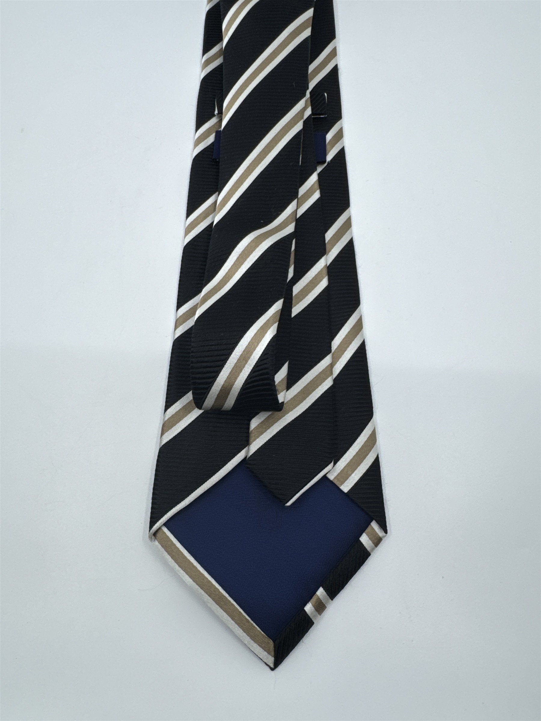 Sean John Fine Tailoring Black, Brown And White Striped Men's Neck Tie