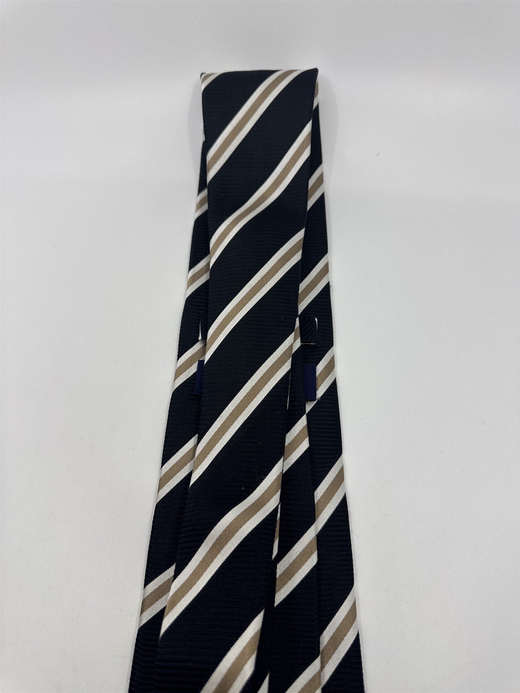 Sean John Fine Tailoring Black, Brown And White Striped Men's Neck Tie