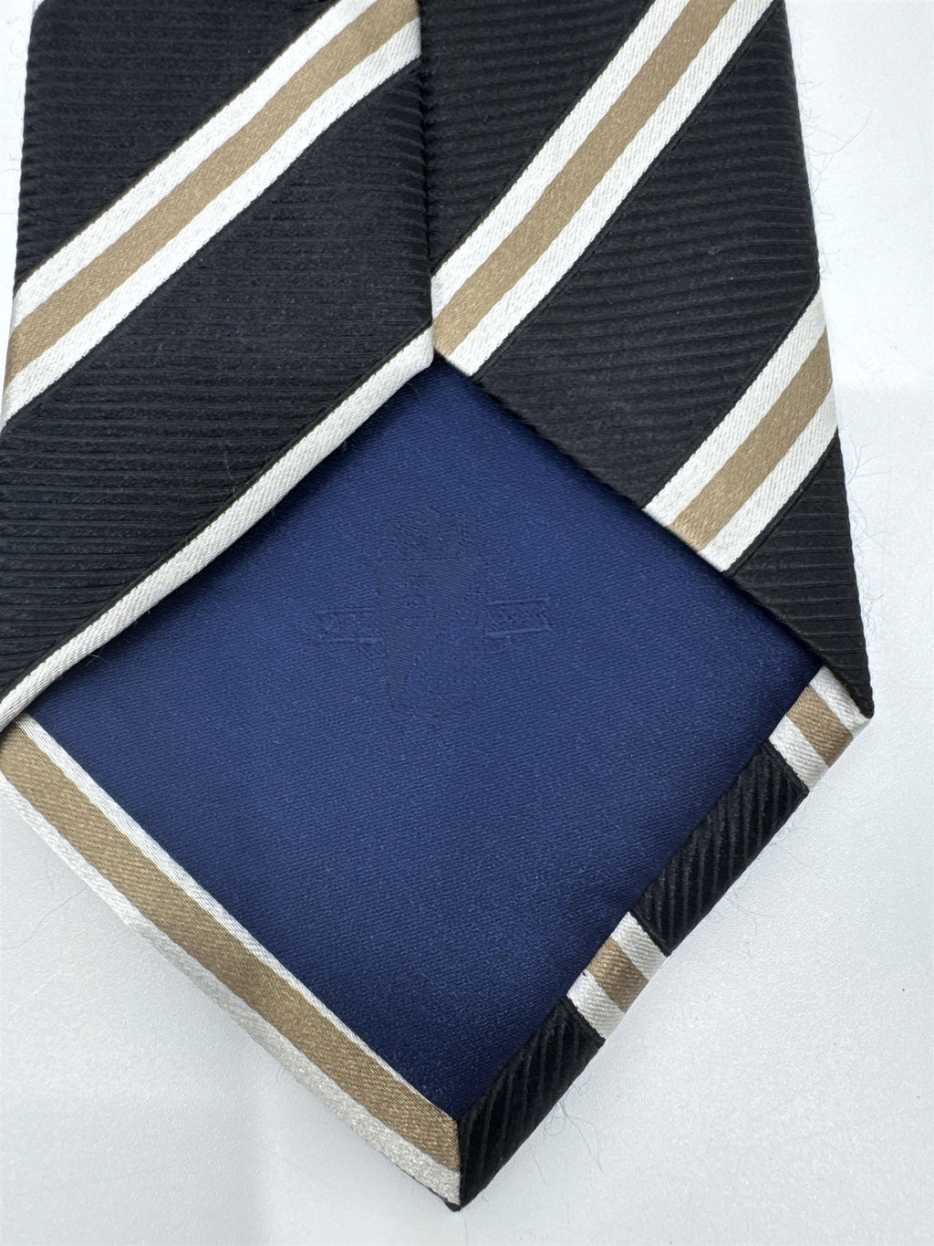 Sean John Fine Tailoring Black, Brown And White Striped Men's Neck Tie
