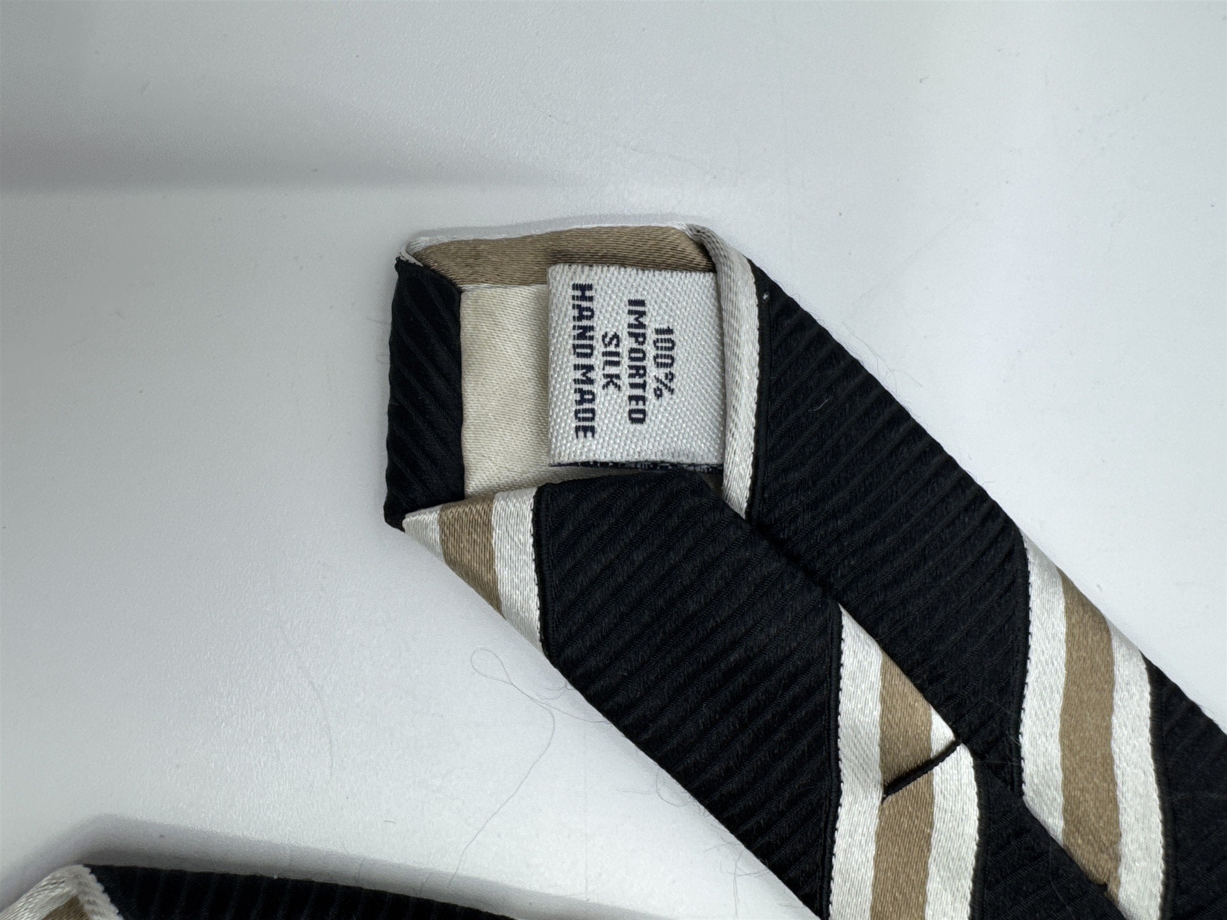 Sean John Fine Tailoring Black, Brown And White Striped Men's Neck Tie