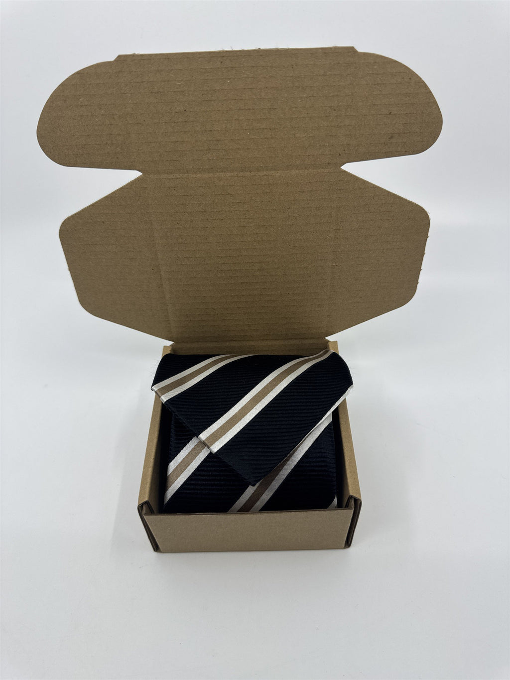 Sean John Fine Tailoring Black, Brown And White Striped Men's Neck Tie