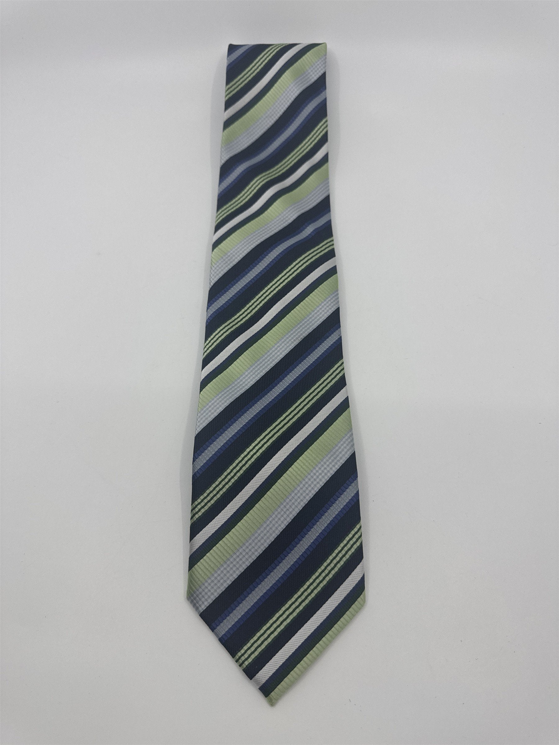 Alexander Julian Colours Green, Blue and Silver Striped Men's Neck Tie