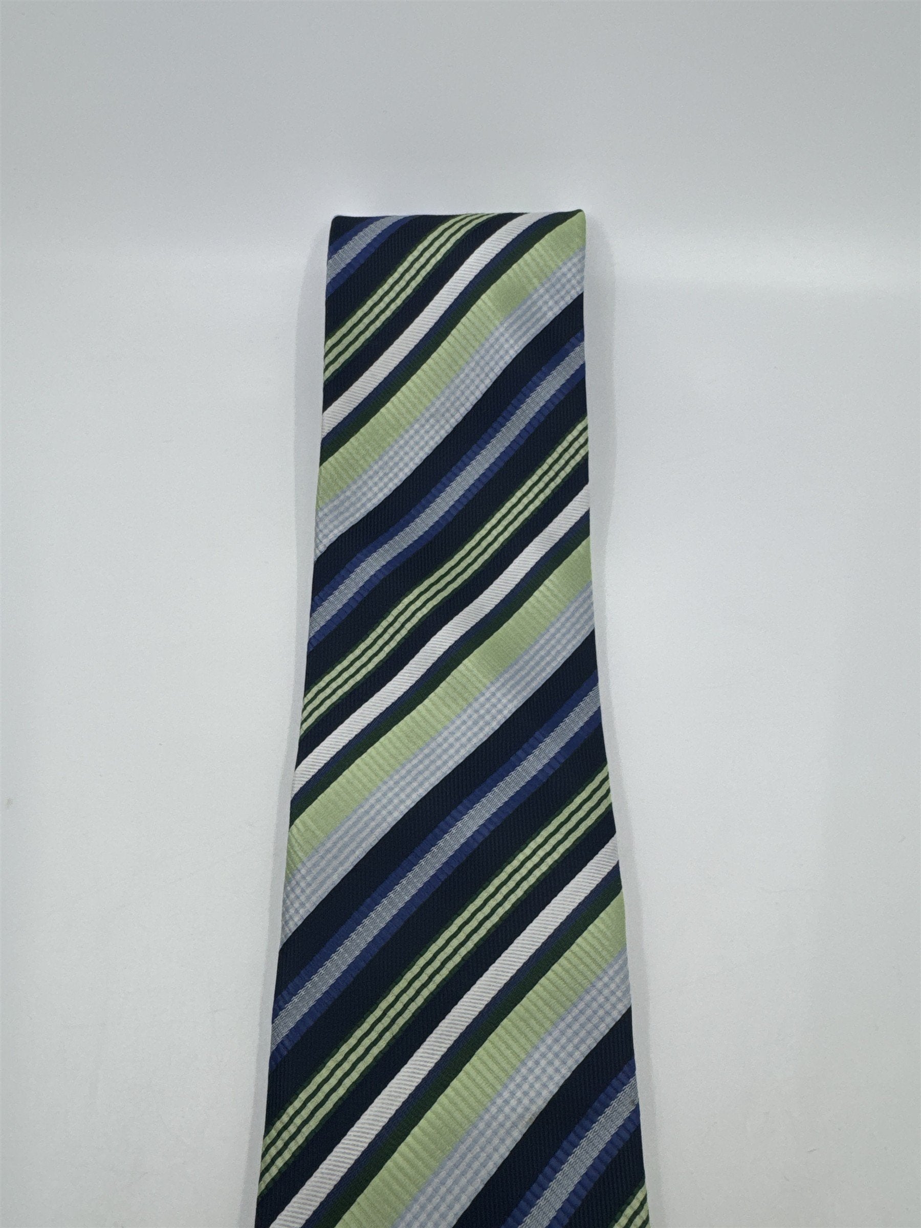 Alexander Julian Colours Green, Blue and Silver Striped Men's Neck Tie