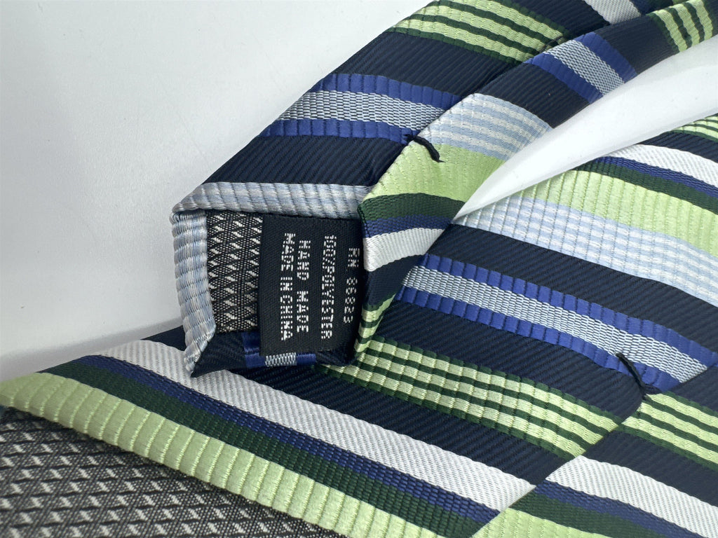 Alexander Julian Colours Green, Blue and Silver Striped Men's Neck Tie
