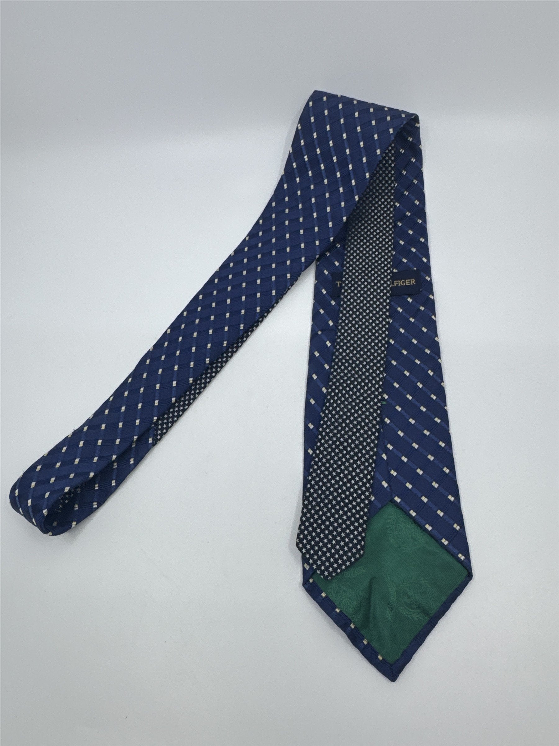 Tommy Hilfiger Blue Men's Neck Tie W/ White Dots And Stars On Inside