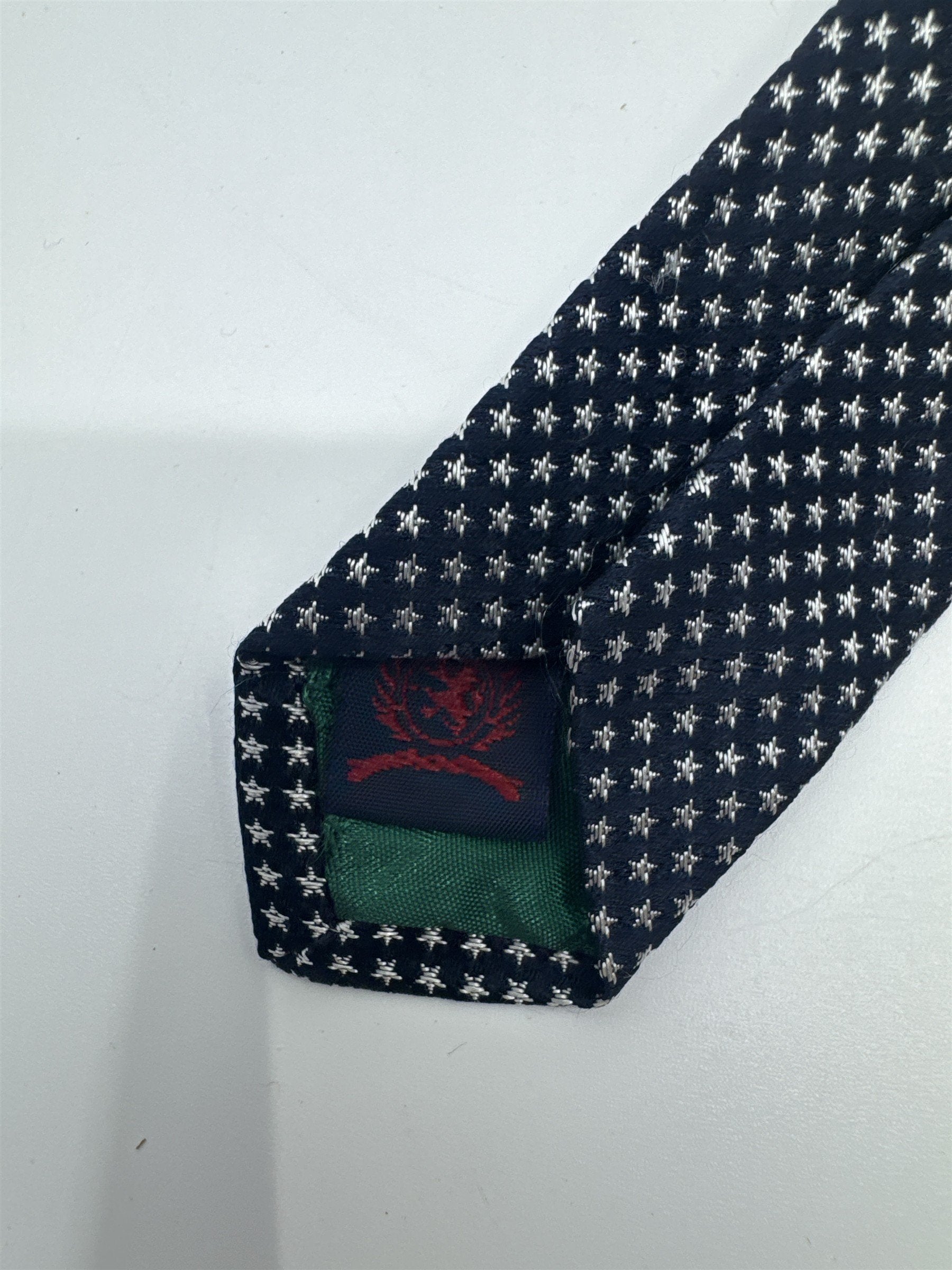 Tommy Hilfiger Blue Men's Neck Tie W/ White Dots And Stars On Inside