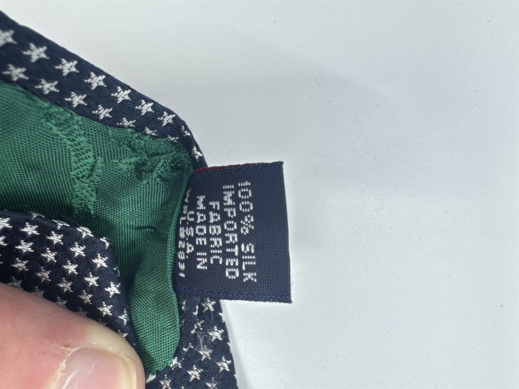 Tommy Hilfiger Blue Men's Neck Tie W/ White Dots And Stars On Inside
