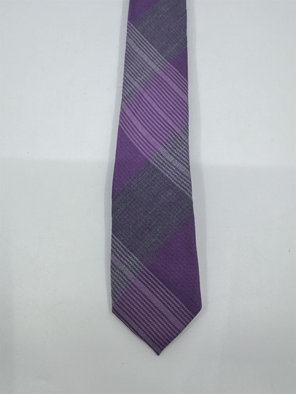 Calvin Klein Purple And Grey Plaid Slim Men's Neck Tie