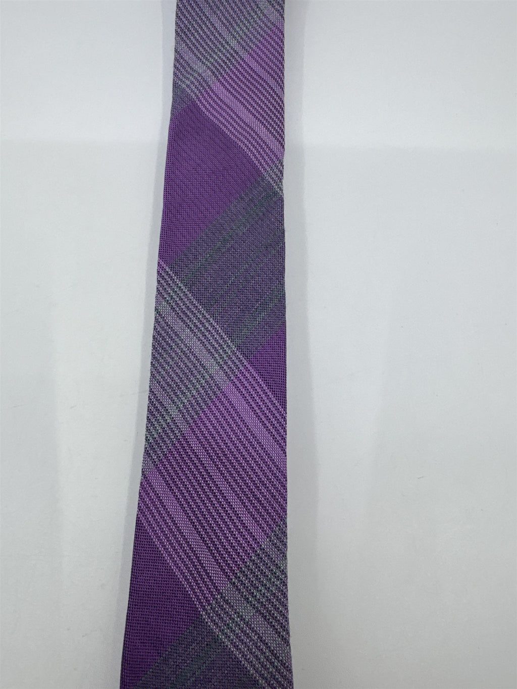Calvin Klein Purple And Grey Plaid Slim Men's Neck Tie