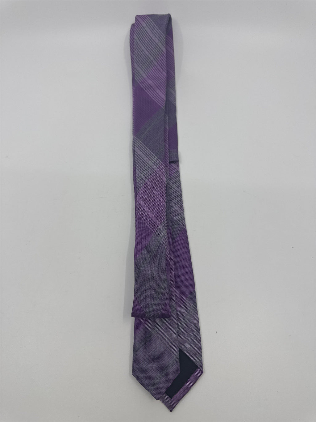Calvin Klein Purple And Grey Plaid Slim Men's Neck Tie
