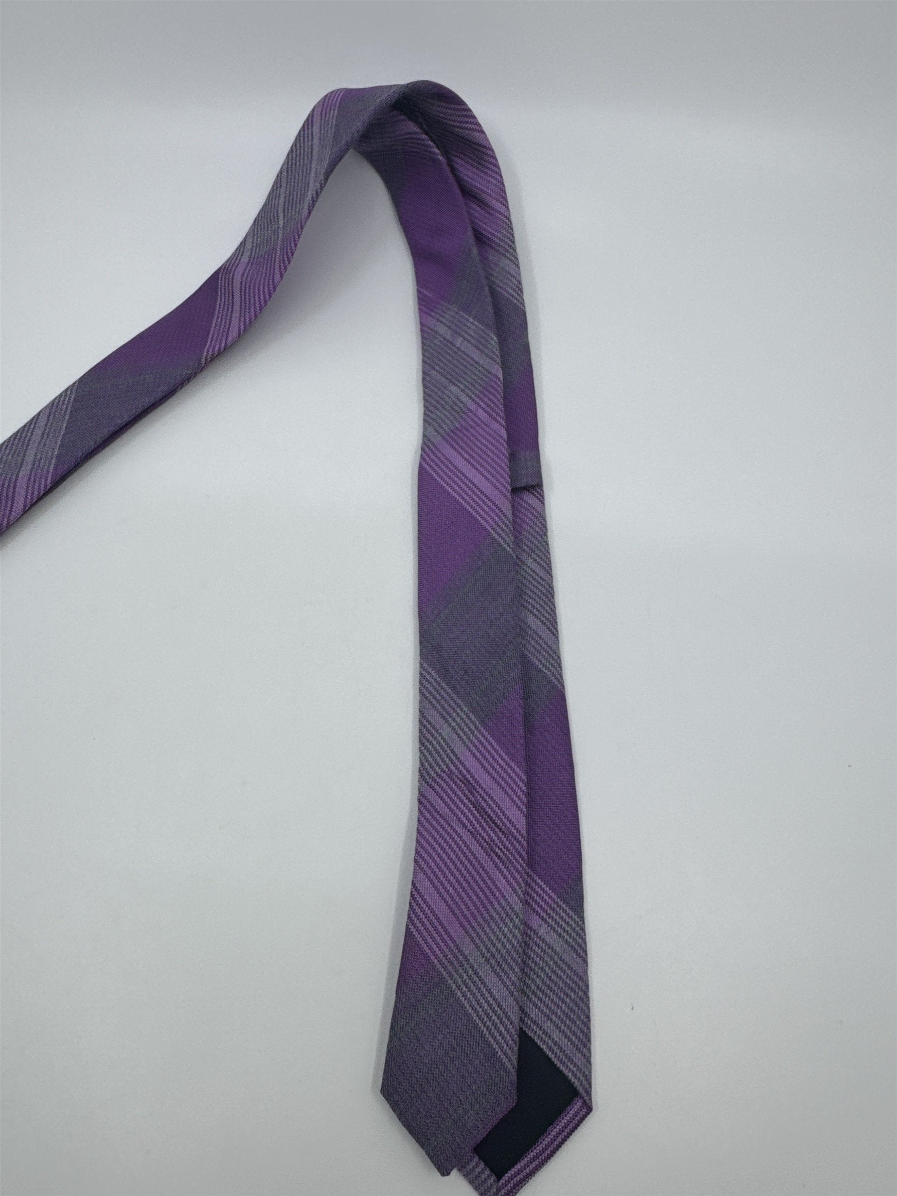 Calvin Klein Purple And Grey Plaid Slim Men's Neck Tie