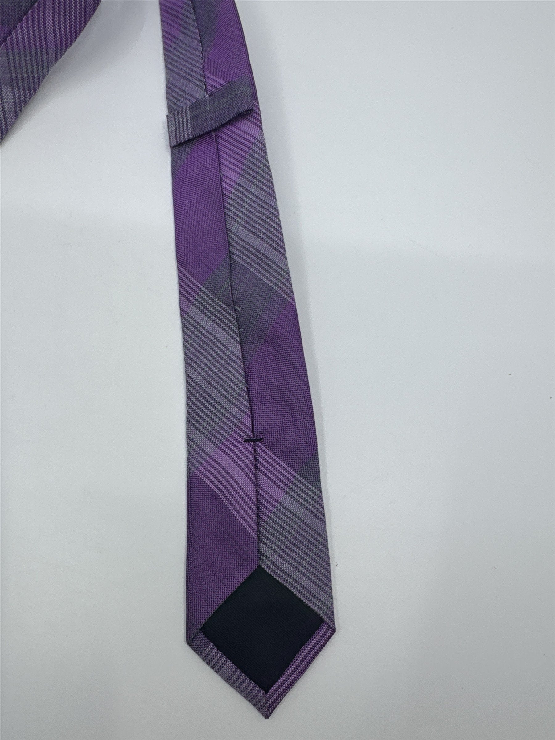 Calvin Klein Purple And Grey Plaid Slim Men's Neck Tie