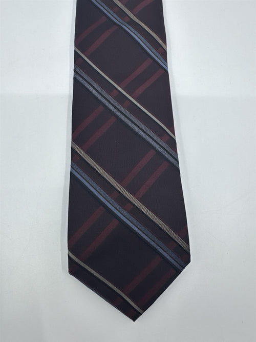 Claiborne Maroon, Gold And Grey Plaid Men's Neck Tie