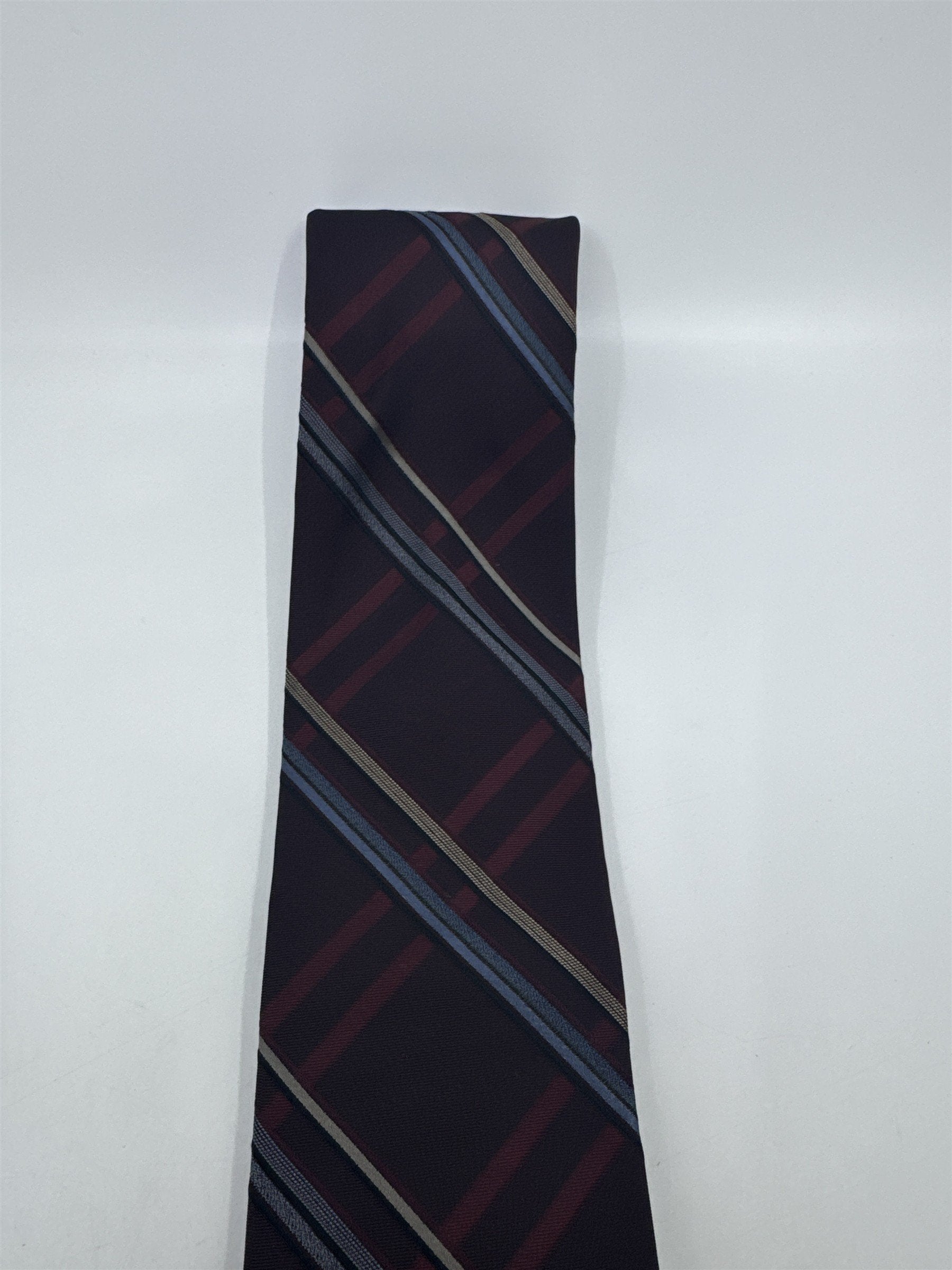 Claiborne Maroon, Gold And Grey Plaid Men's Neck Tie
