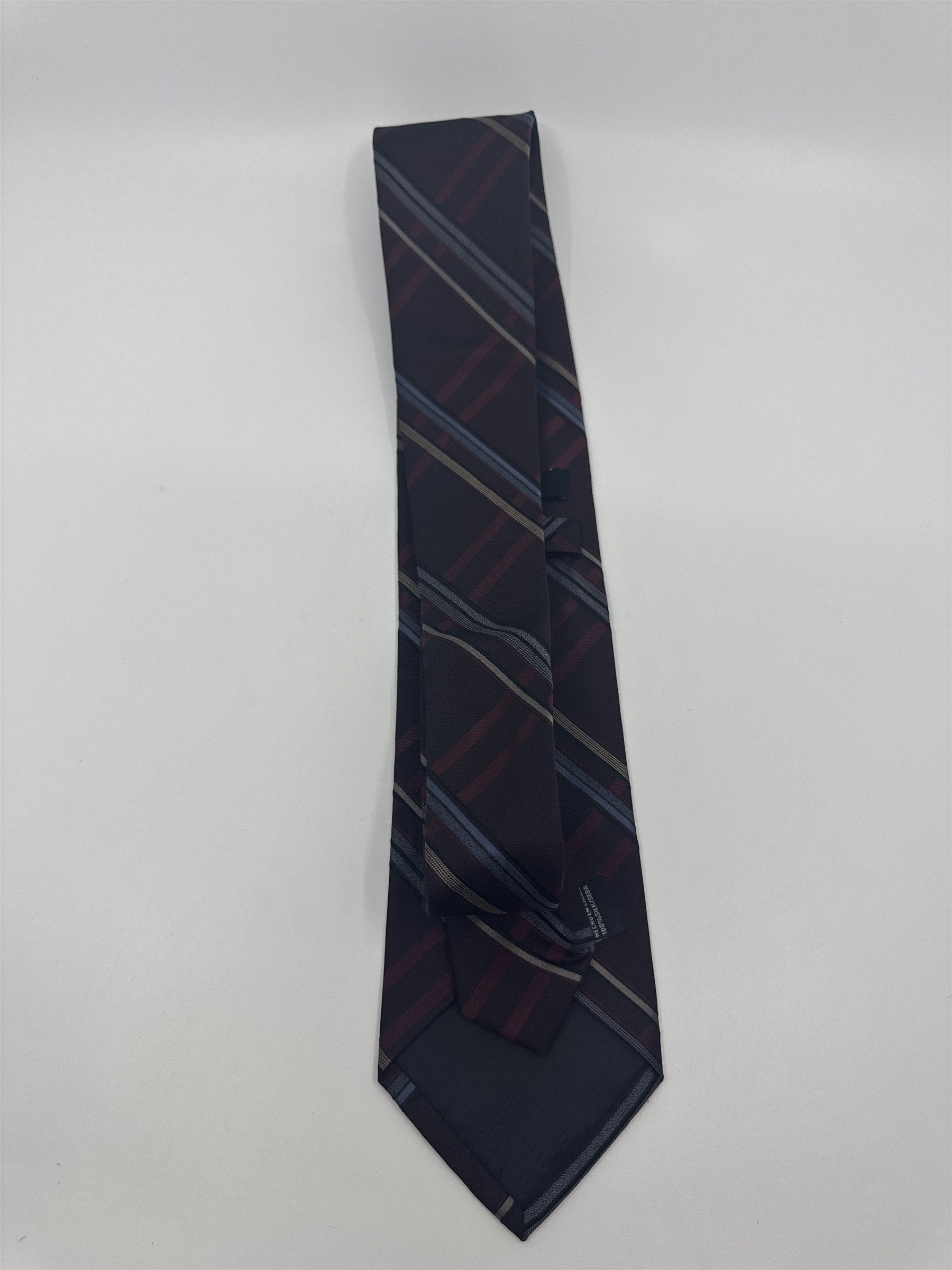Claiborne Maroon, Gold And Grey Plaid Men's Neck Tie