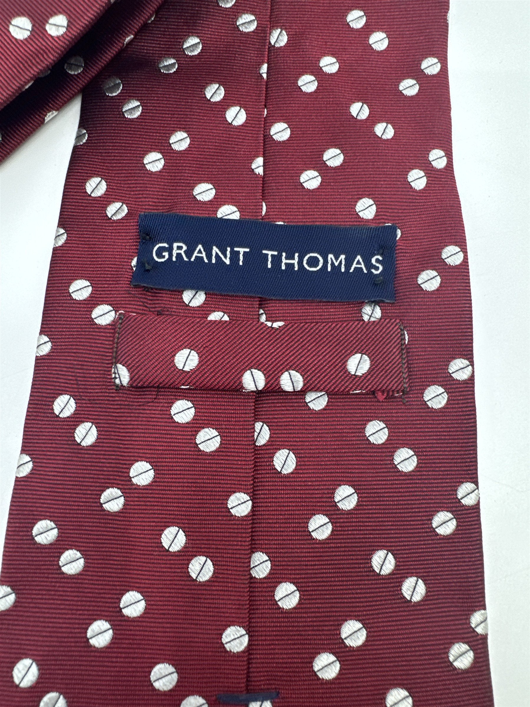 Red Grant Thomas Dot/Circle Pattern Men's Neck Tie