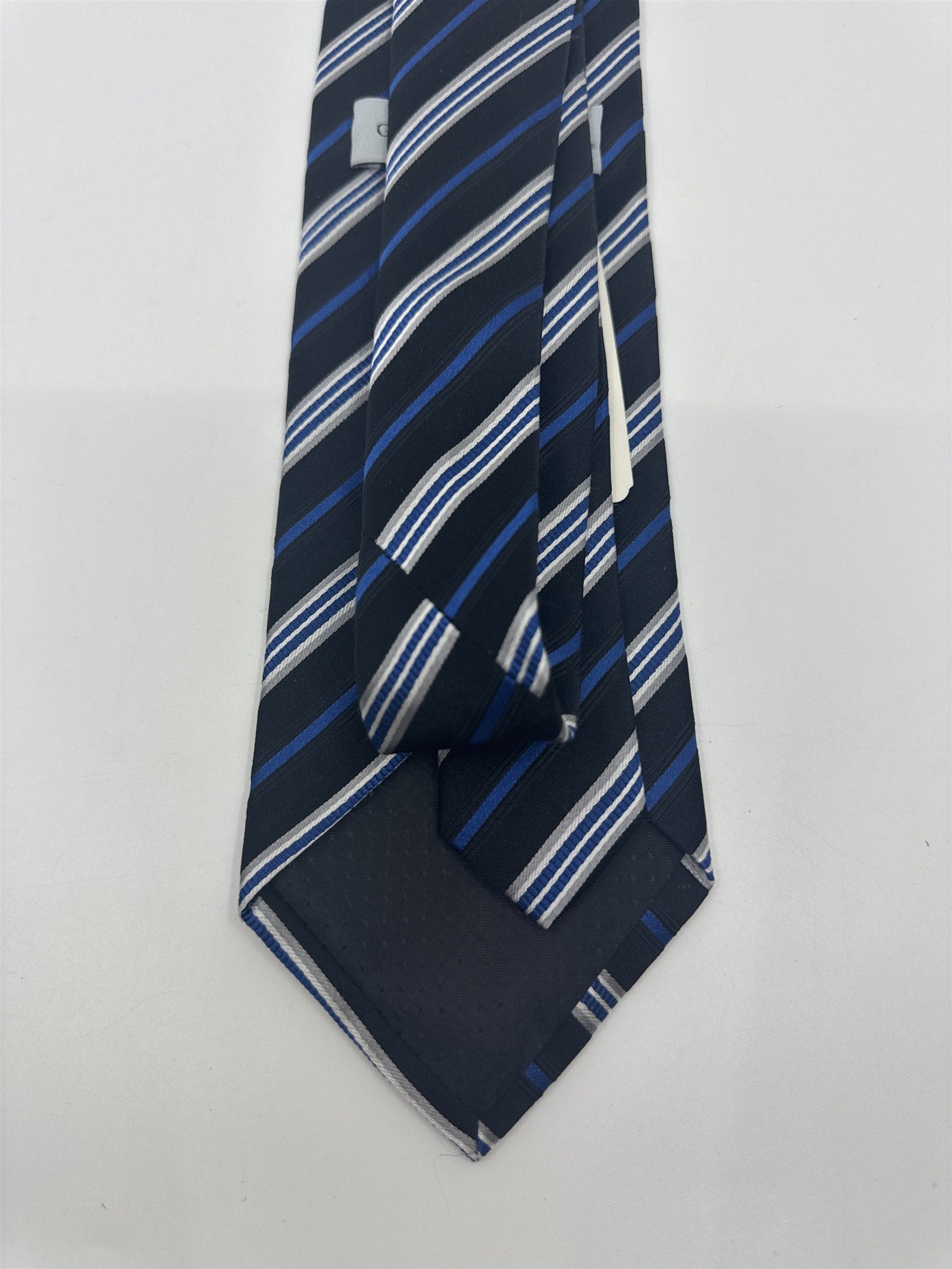 Blue, Black And Silver Striped Geoffrey Beene Men's Neck Tie W/ Tags