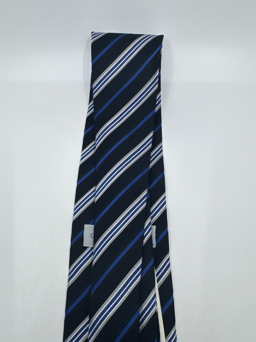 Blue, Black And Silver Striped Geoffrey Beene Men's Neck Tie W/ Tags