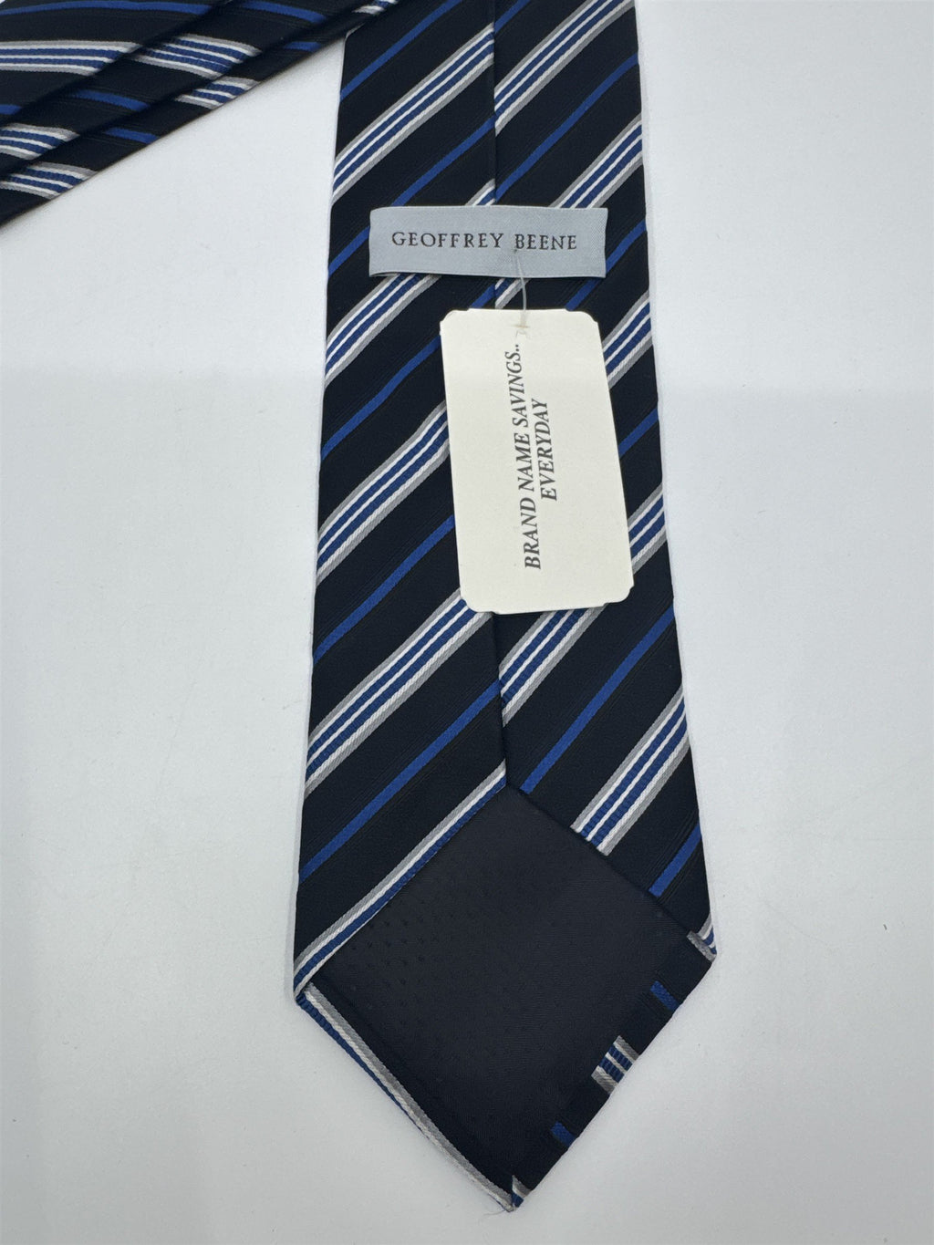 Blue, Black And Silver Striped Geoffrey Beene Men's Neck Tie W/ Tags