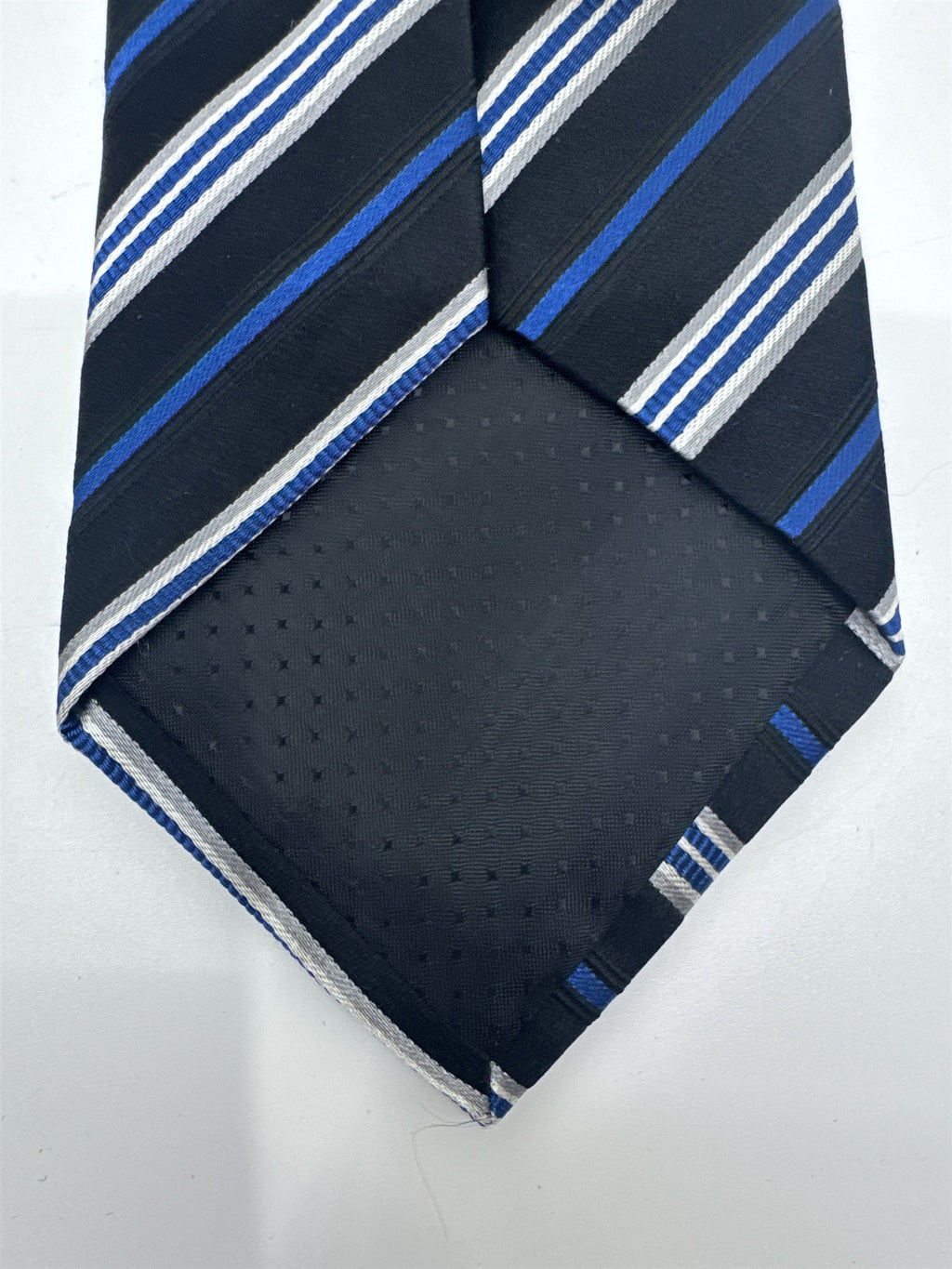 Blue, Black And Silver Striped Geoffrey Beene Men's Neck Tie W/ Tags