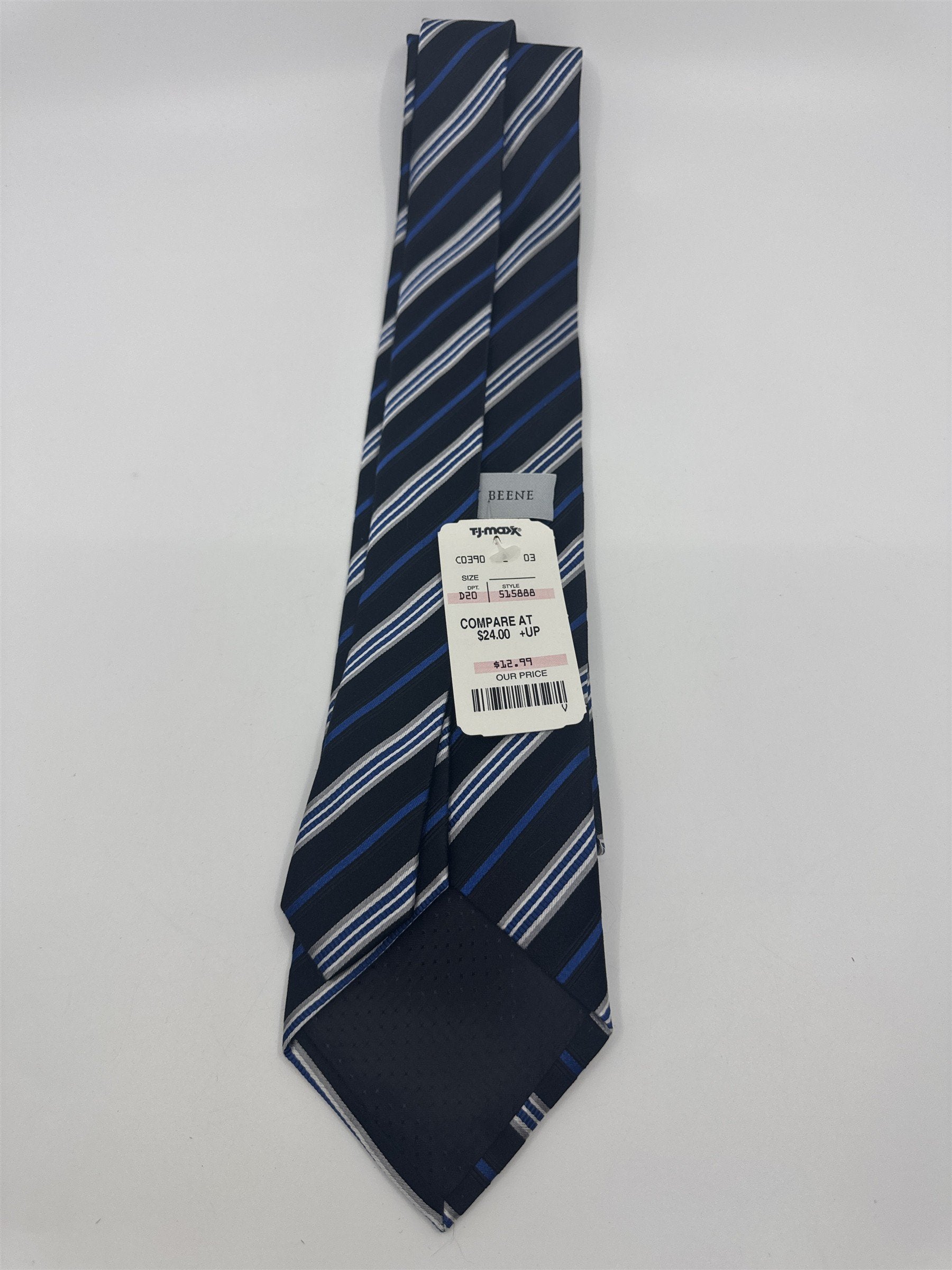 Blue, Black And Silver Striped Geoffrey Beene Men's Neck Tie W/ Tags
