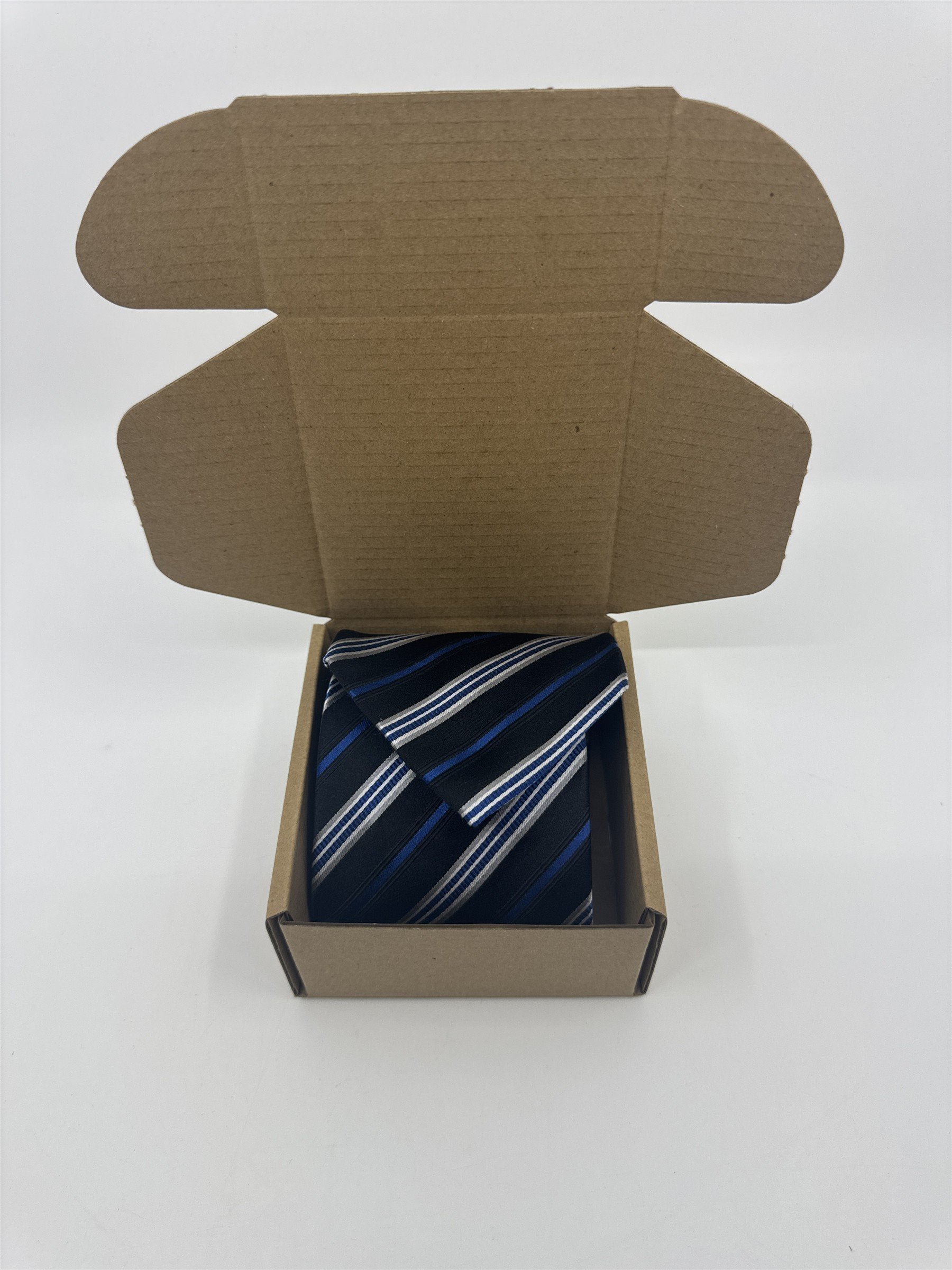 Blue, Black And Silver Striped Geoffrey Beene Men's Neck Tie W/ Tags