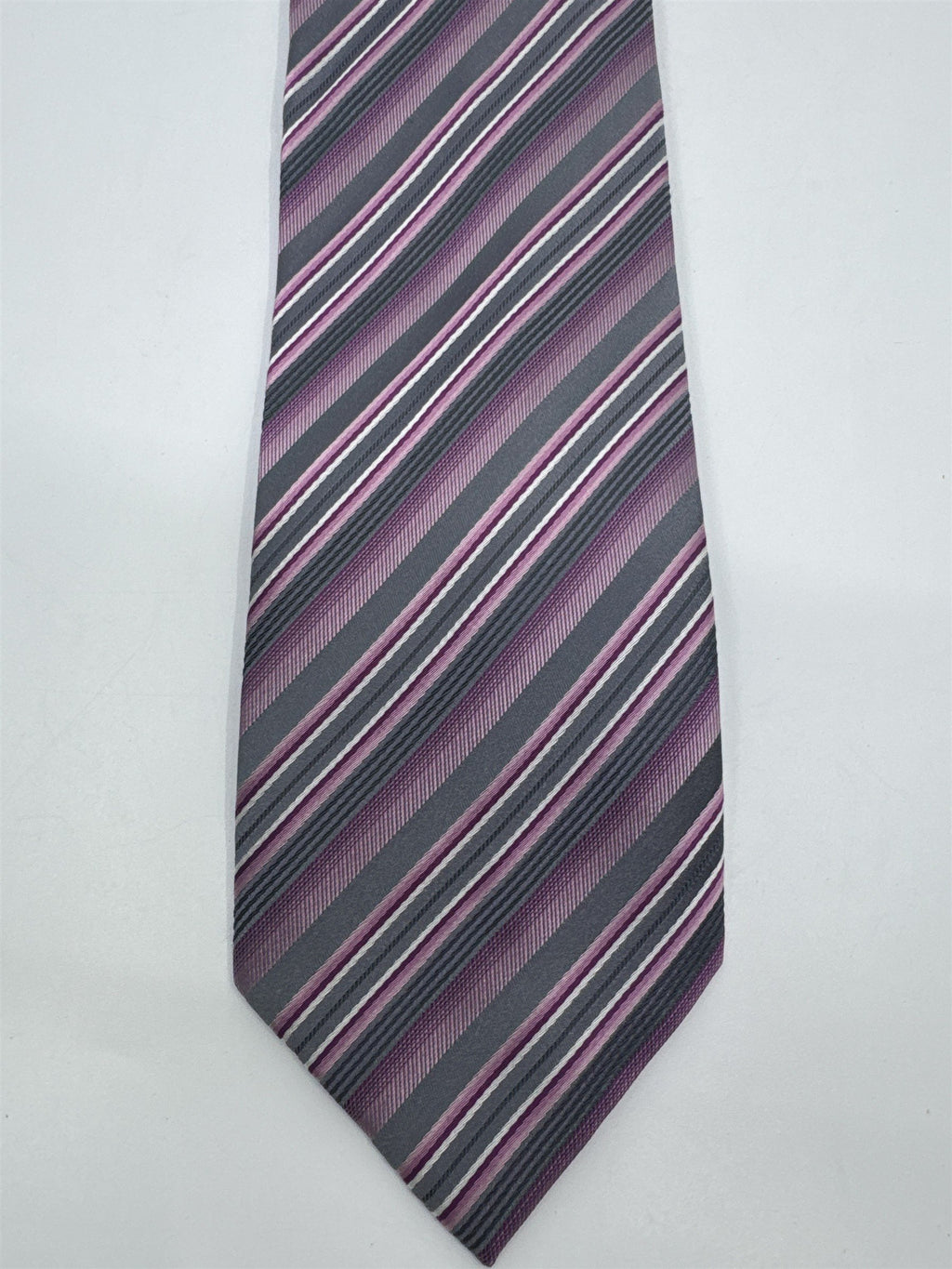 Pink And Silver Striped Geoffrey Beene Men's Neck Tie