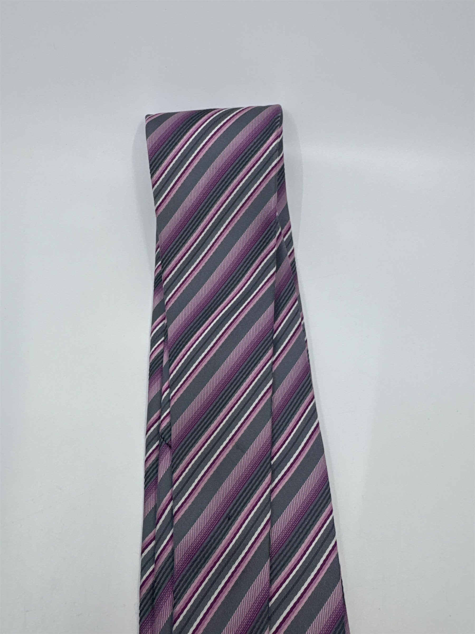 Pink And Silver Striped Geoffrey Beene Men's Neck Tie