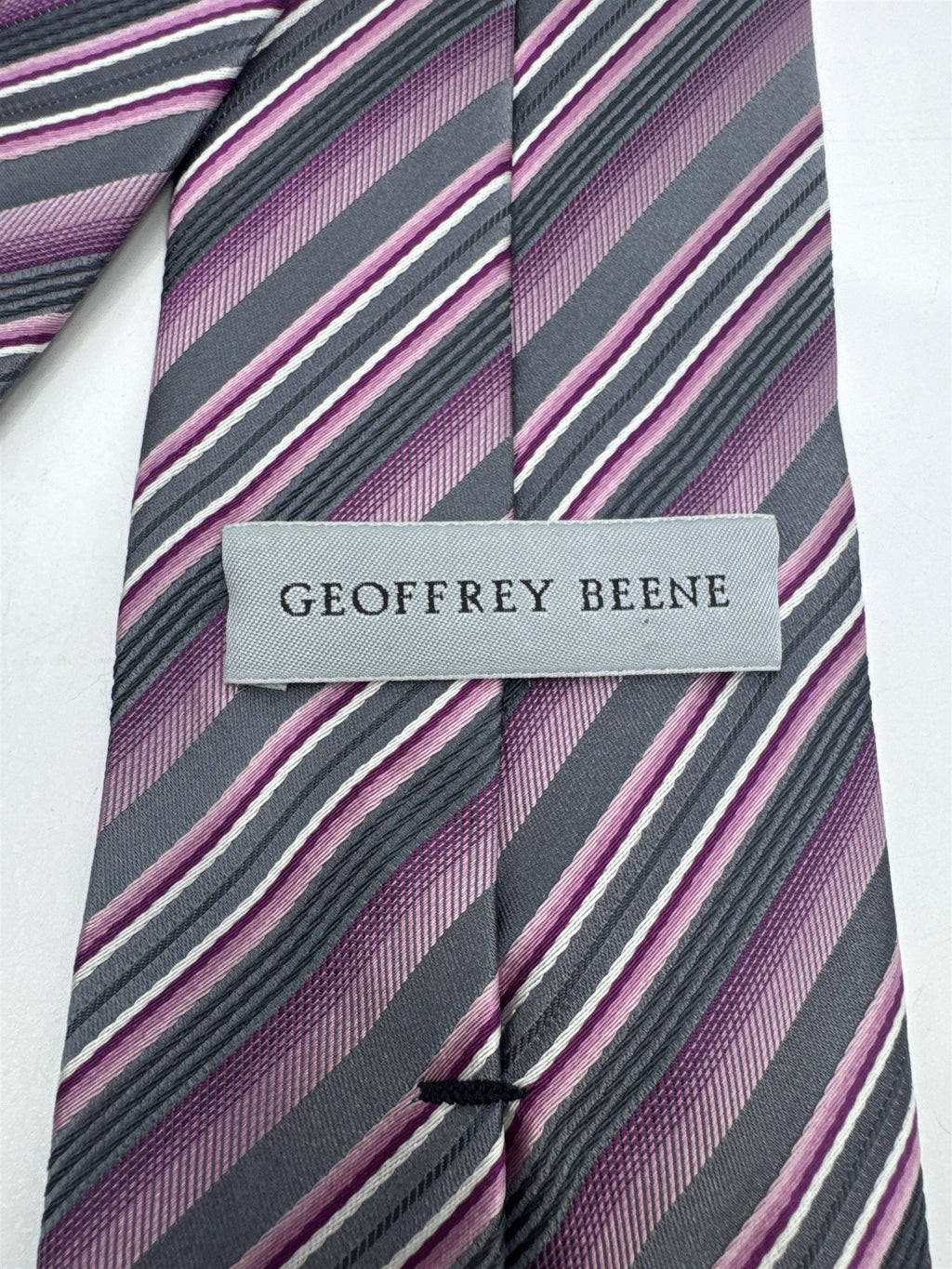 Pink And Silver Striped Geoffrey Beene Men's Neck Tie