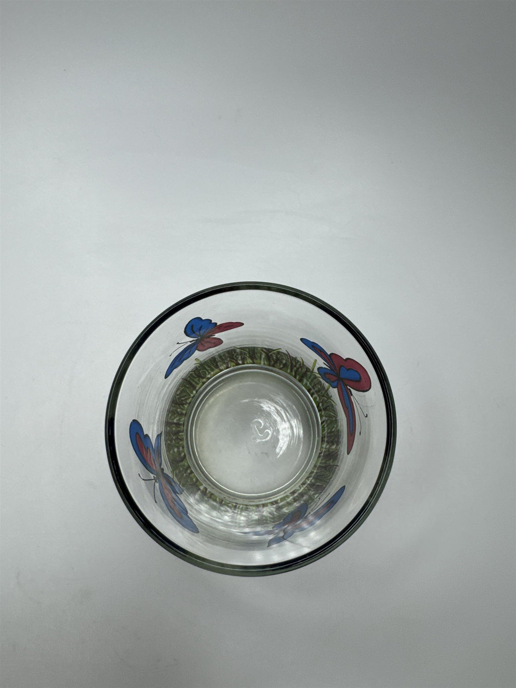 VINTAGE Libbey Juice Glass Butterflies & Grass Pattern Mid Century Modern