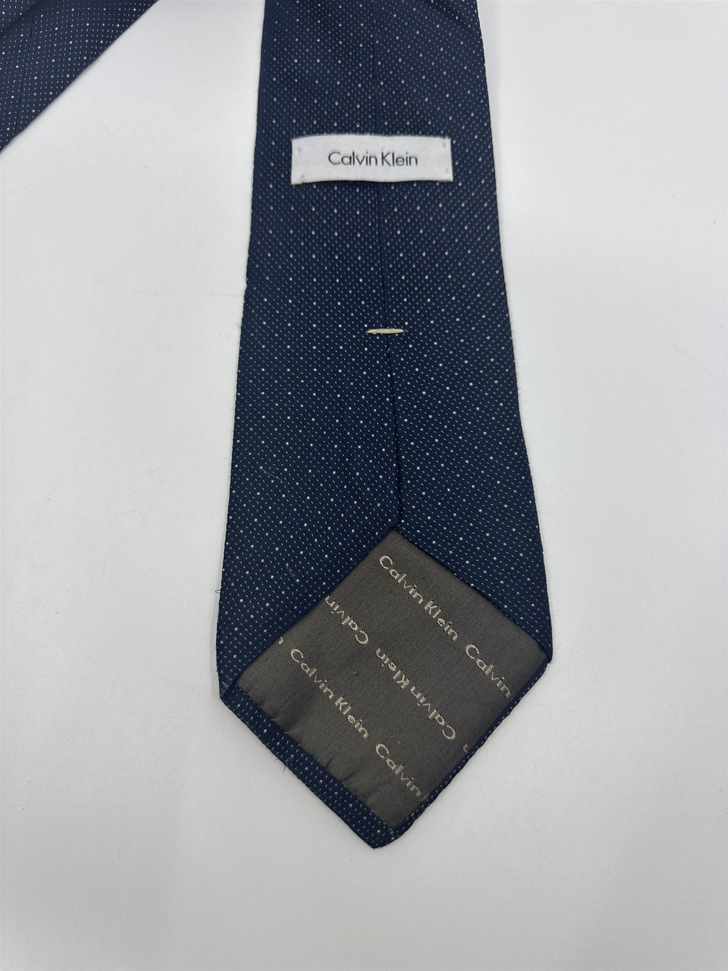 Calvin Klein Blue Men's Neck Tie W/ White Dots