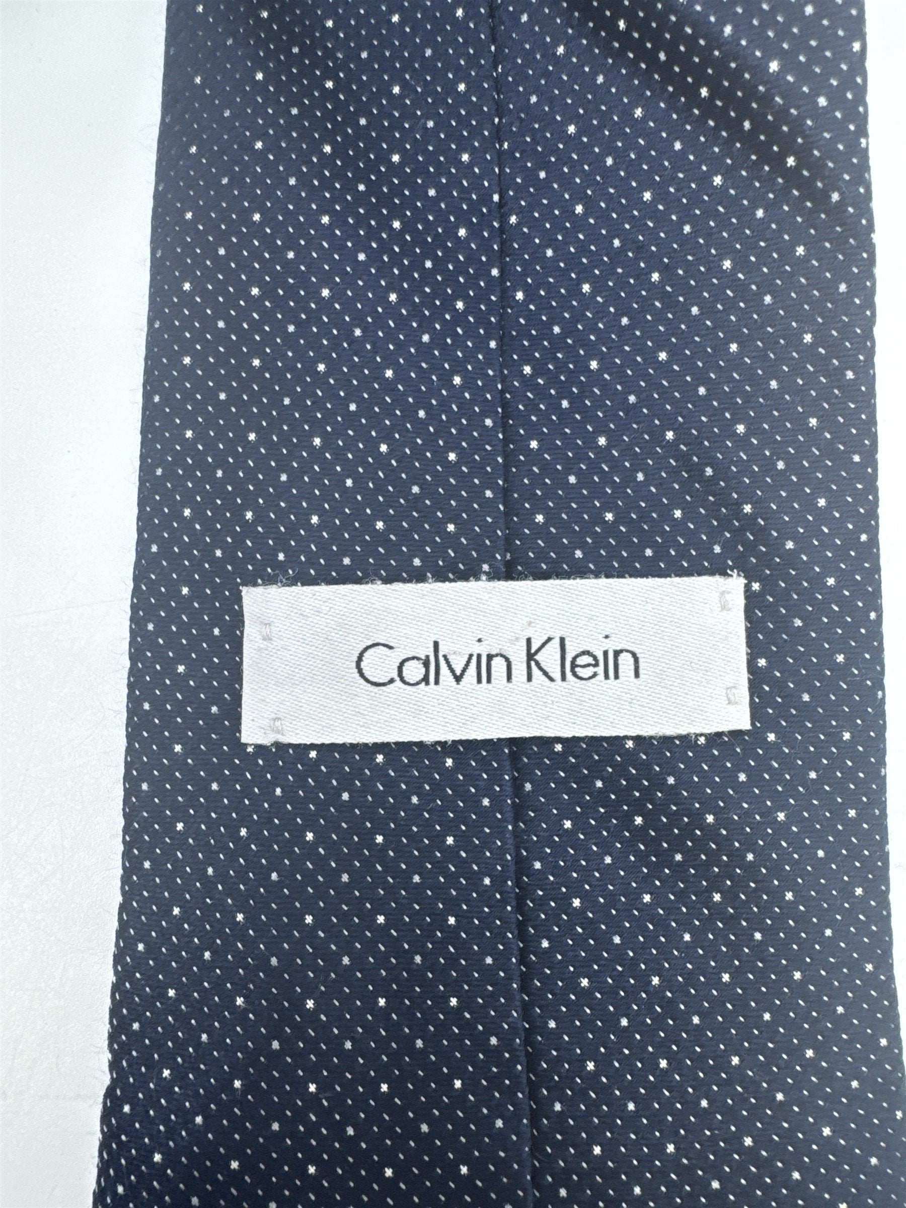 Calvin Klein Blue Men's Neck Tie W/ White Dots