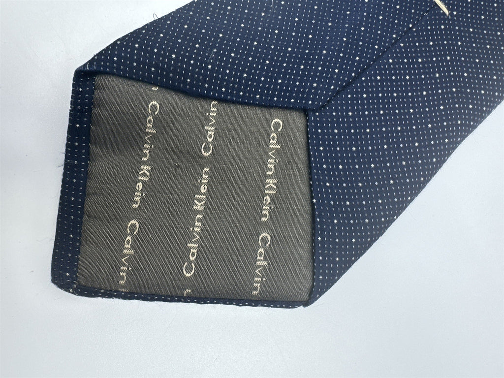 Calvin Klein Blue Men's Neck Tie W/ White Dots