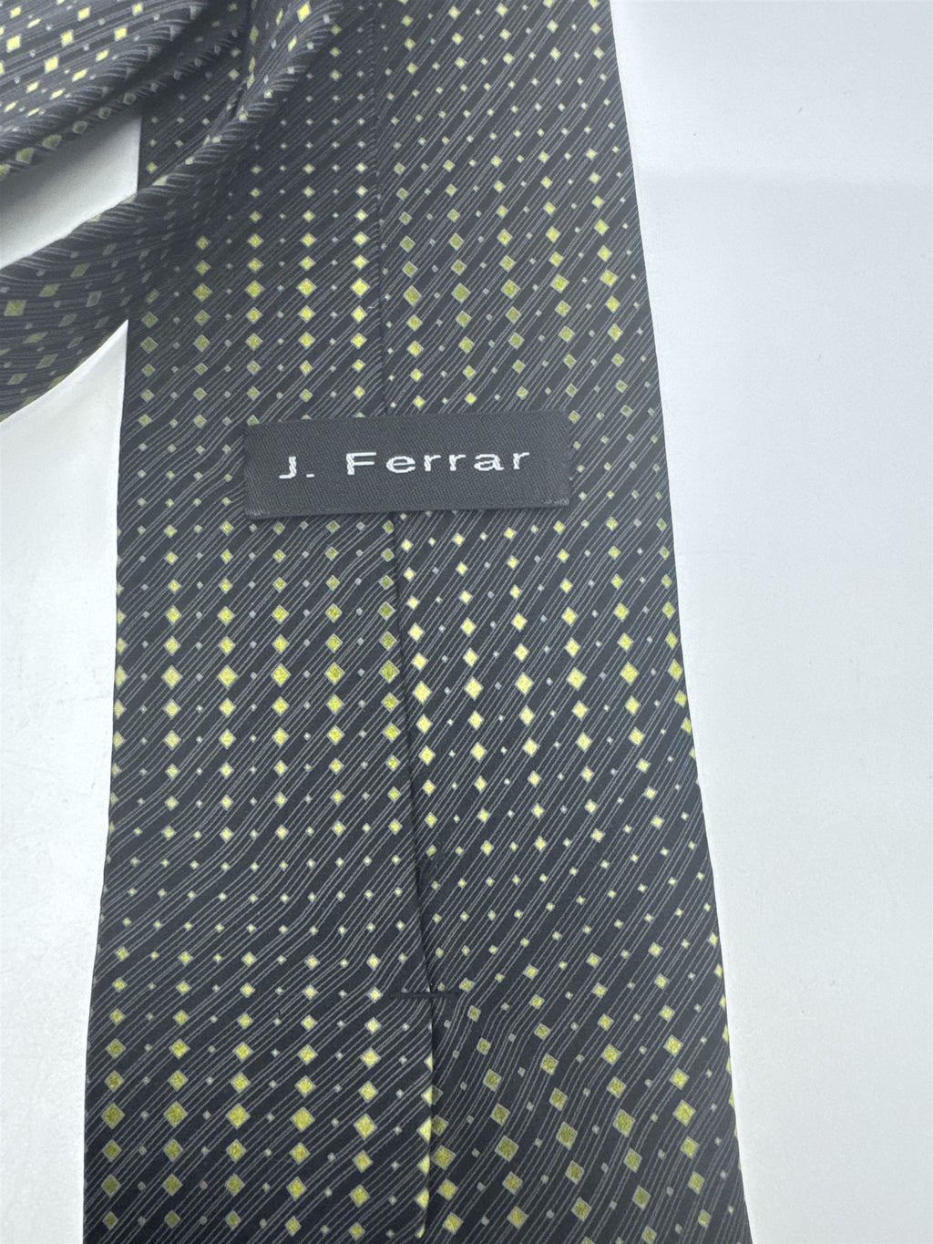J. Ferrar Black Men's Neck Tie W/ Yellow/Gold Dots