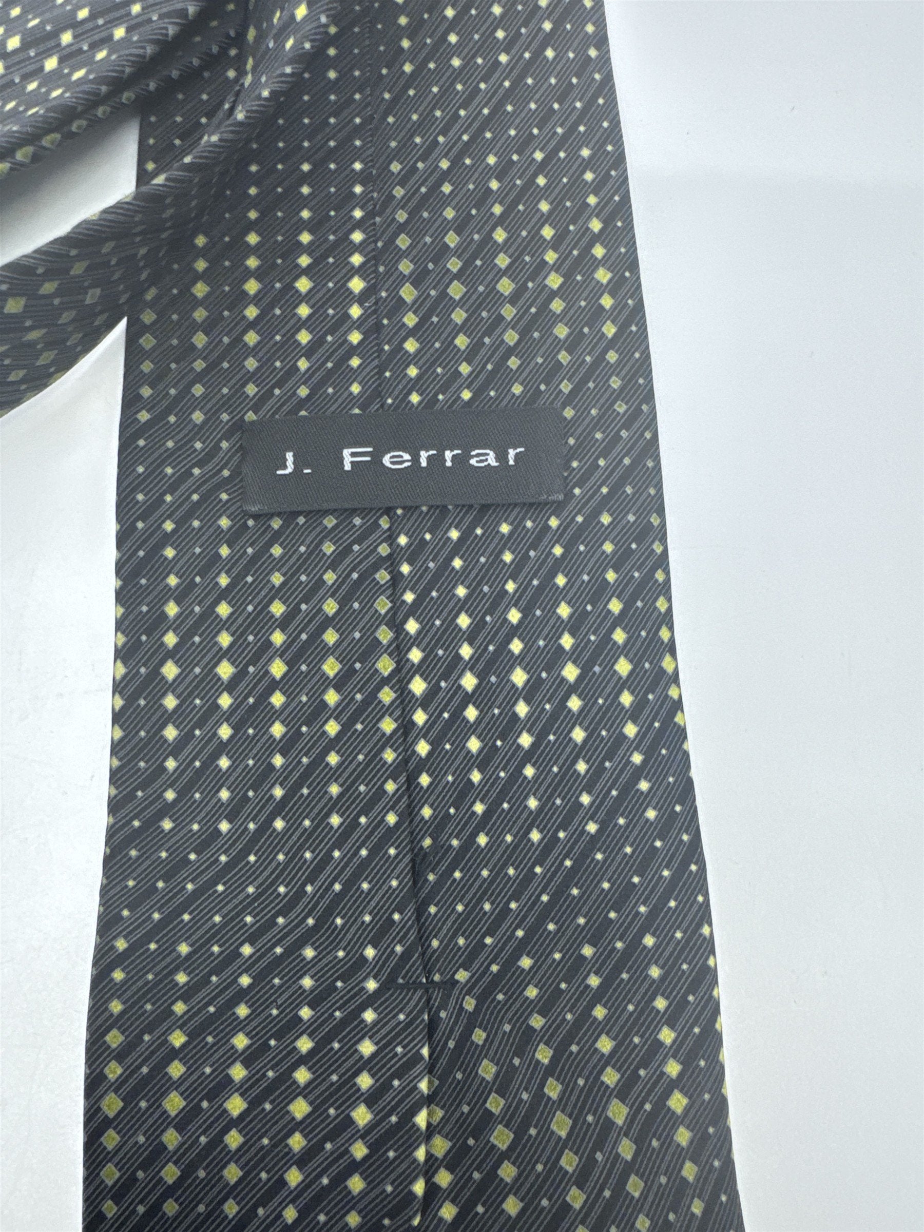 J. Ferrar Black Men's Neck Tie W/ Yellow/Gold Dots