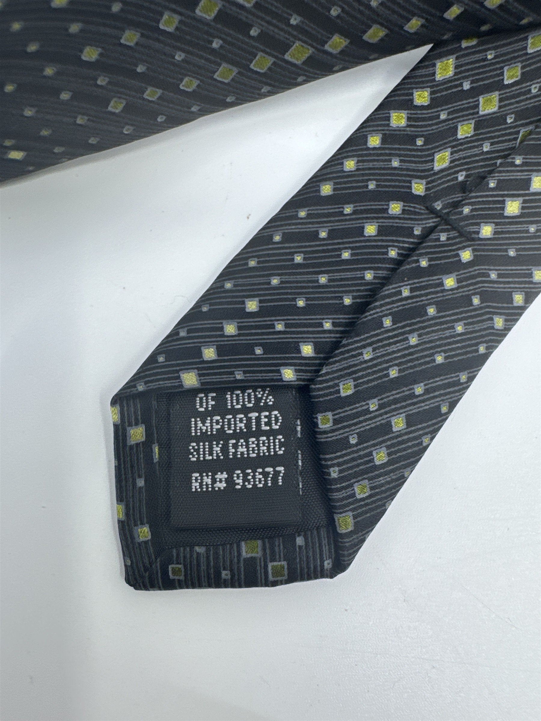 J. Ferrar Black Men's Neck Tie W/ Yellow/Gold Dots