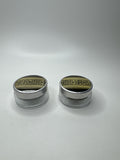 Vintage Glass Vanity Powder Jar Clear Ribbed Floral Metal Lid Set of 2 Art Deco
